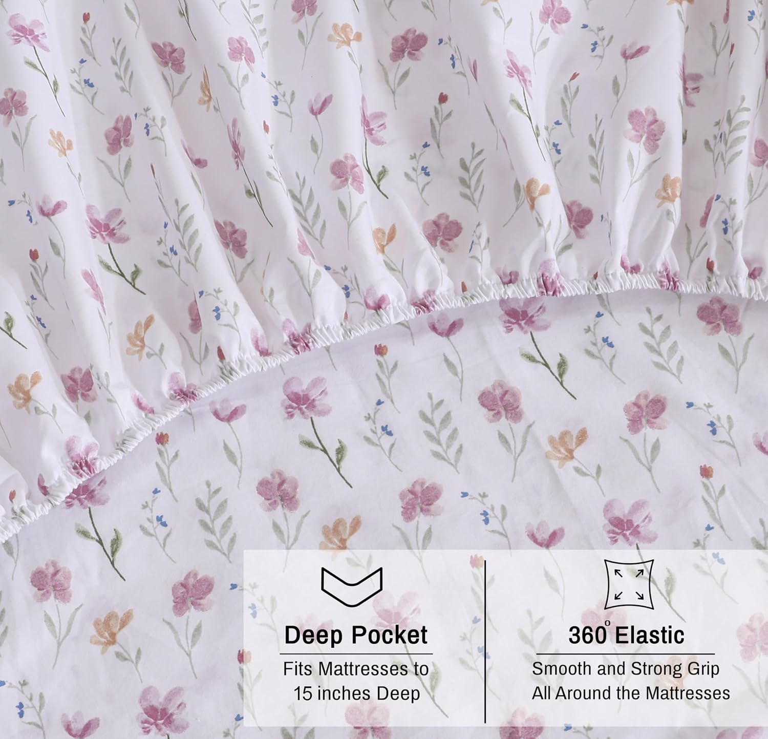 Ruvanti 100% Cotton Organic Percale Sheets Full Size – Crisp Cooling Bed Sheets for Hot Sleepers, Deep Pocket 15”, Soft Peach Finish, Breat…