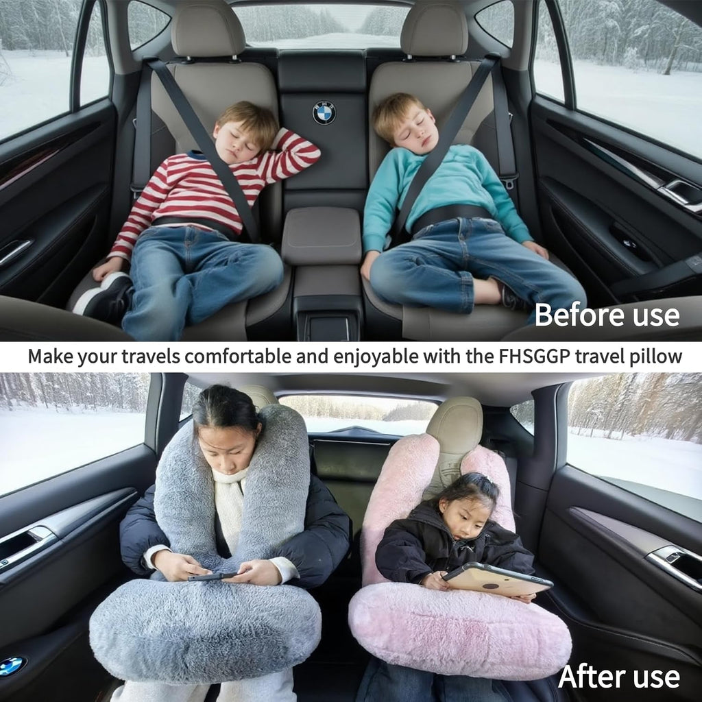 FHSGGP Travel Pillow Car Travel Sleep Support Pillow 2-in-1 Lap Pillow and Car Pillow with Neck and Body Support for Adults and Kids on…
