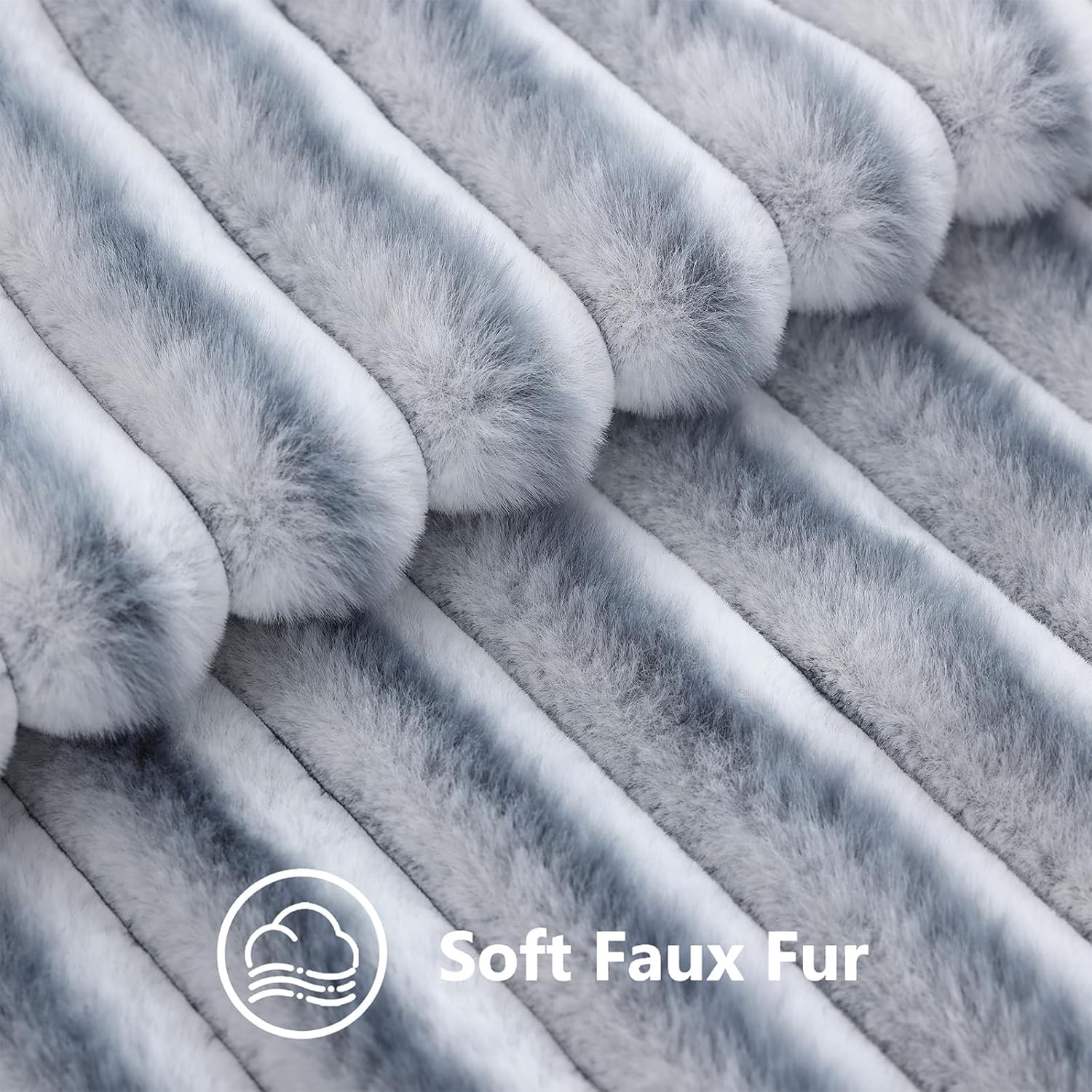decorUhome Cozy Faux Fur Throw Pillow Covers 18x18 Set of 2 Decorative Soft Plush Striped Modern Farmhouse Boho Couch Pillow Cases with Vel…