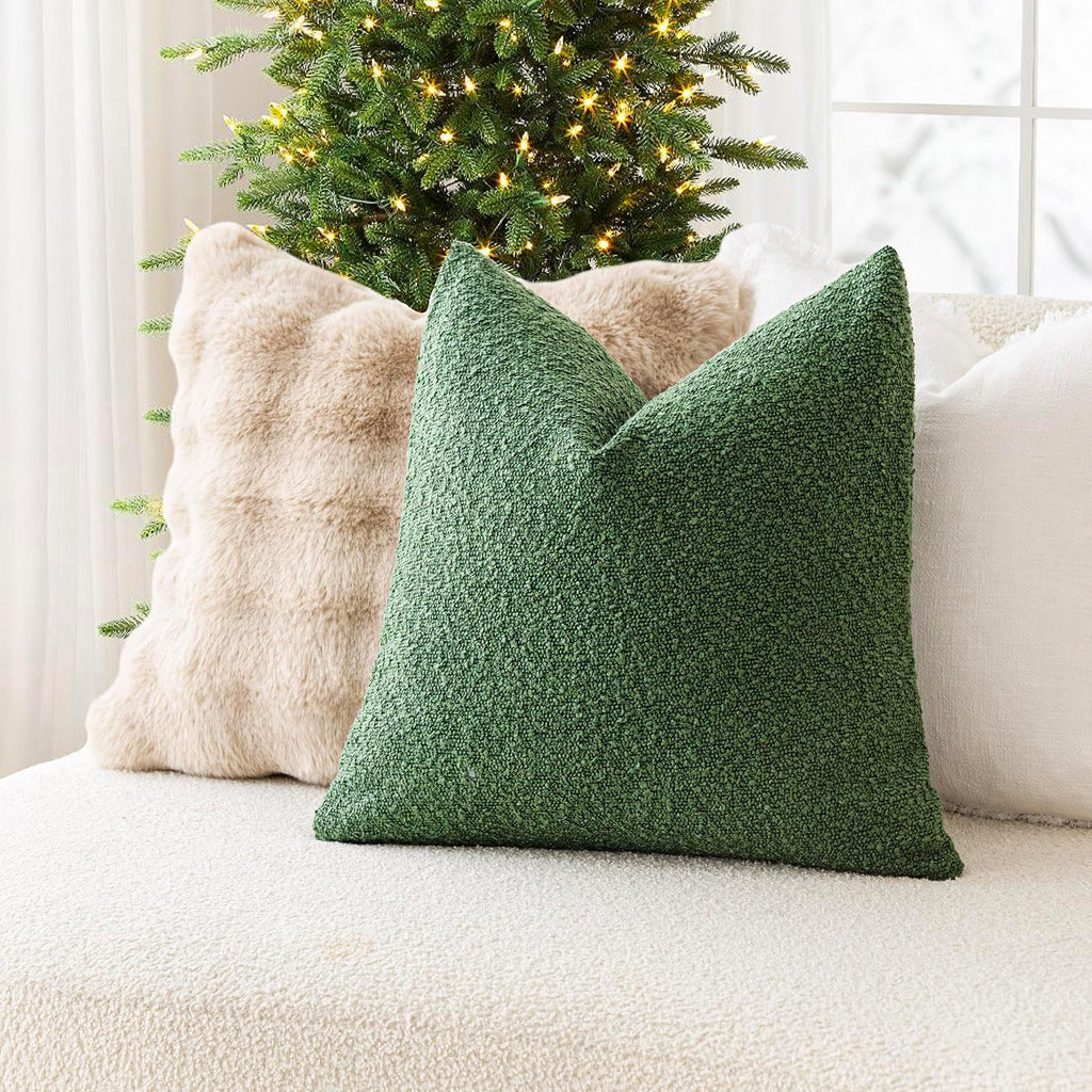 Foindtower Textured Boucle Throw Pillow Covers Accent Solid Pillow Cases Cozy Soft Decorative Couch Cushion Case for Chair Sofa Bedroom…