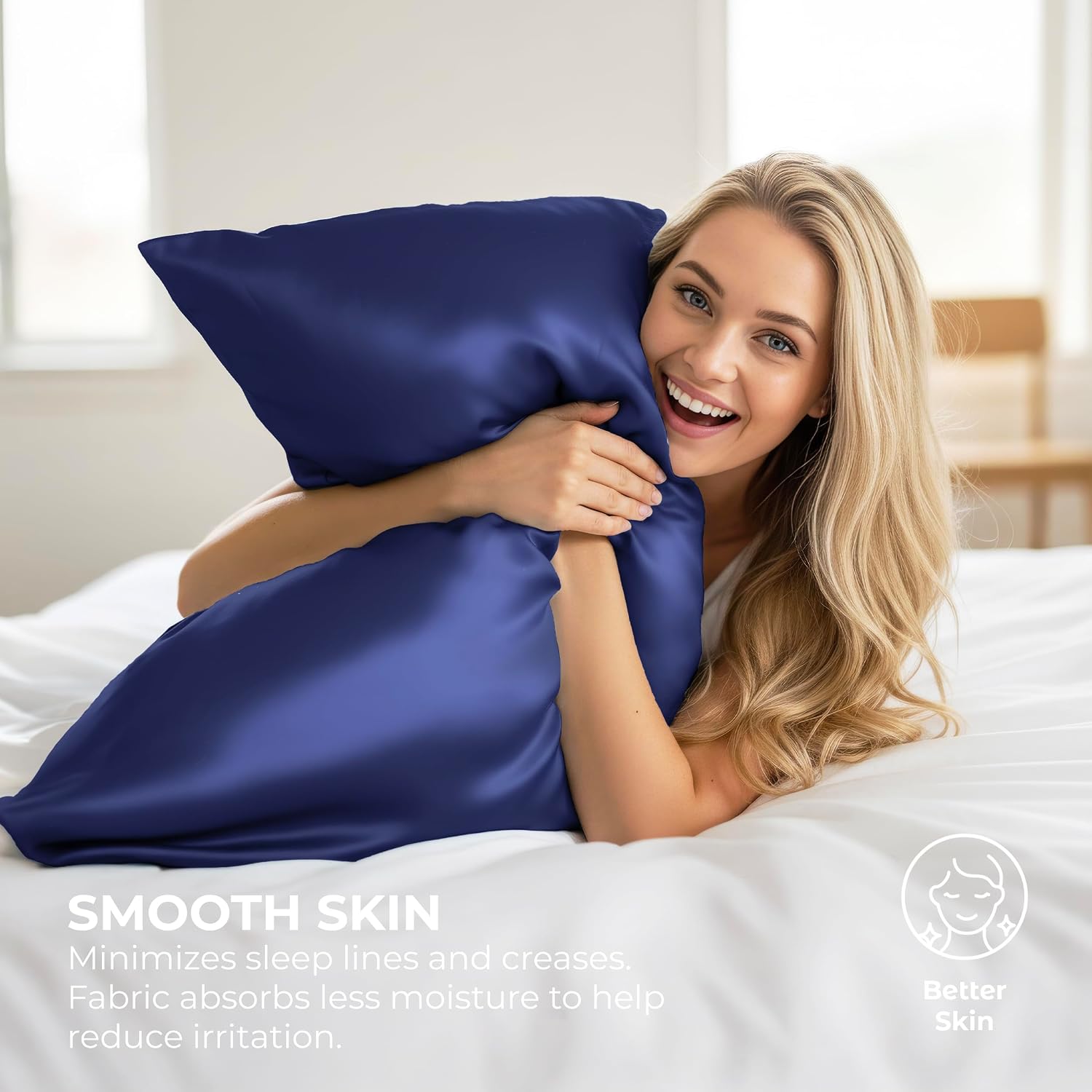 PureBedding Pure Bedding Satin Pillowcase 2 Pack - Queen Size (20"x30", Midnight Blue) - Silky Pillow Cases for Hair and Skin - Satin Pillo…