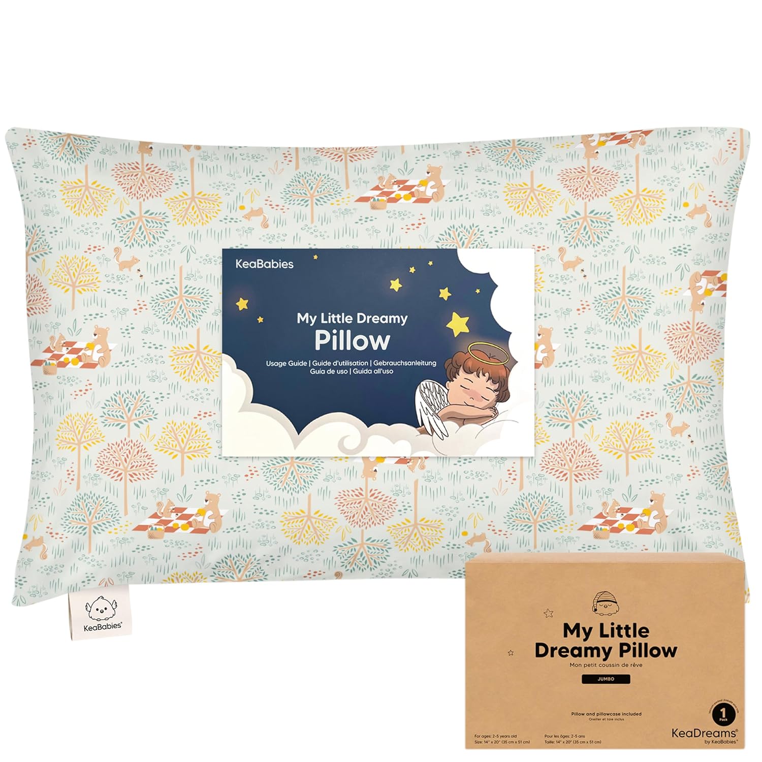 KeaBabies Toddler Pillow with Pillowcase, Jumbo 14X20 - Soft Organic Cotton Toddler Pillows for Sleeping - Machine Washable - Perfect for…