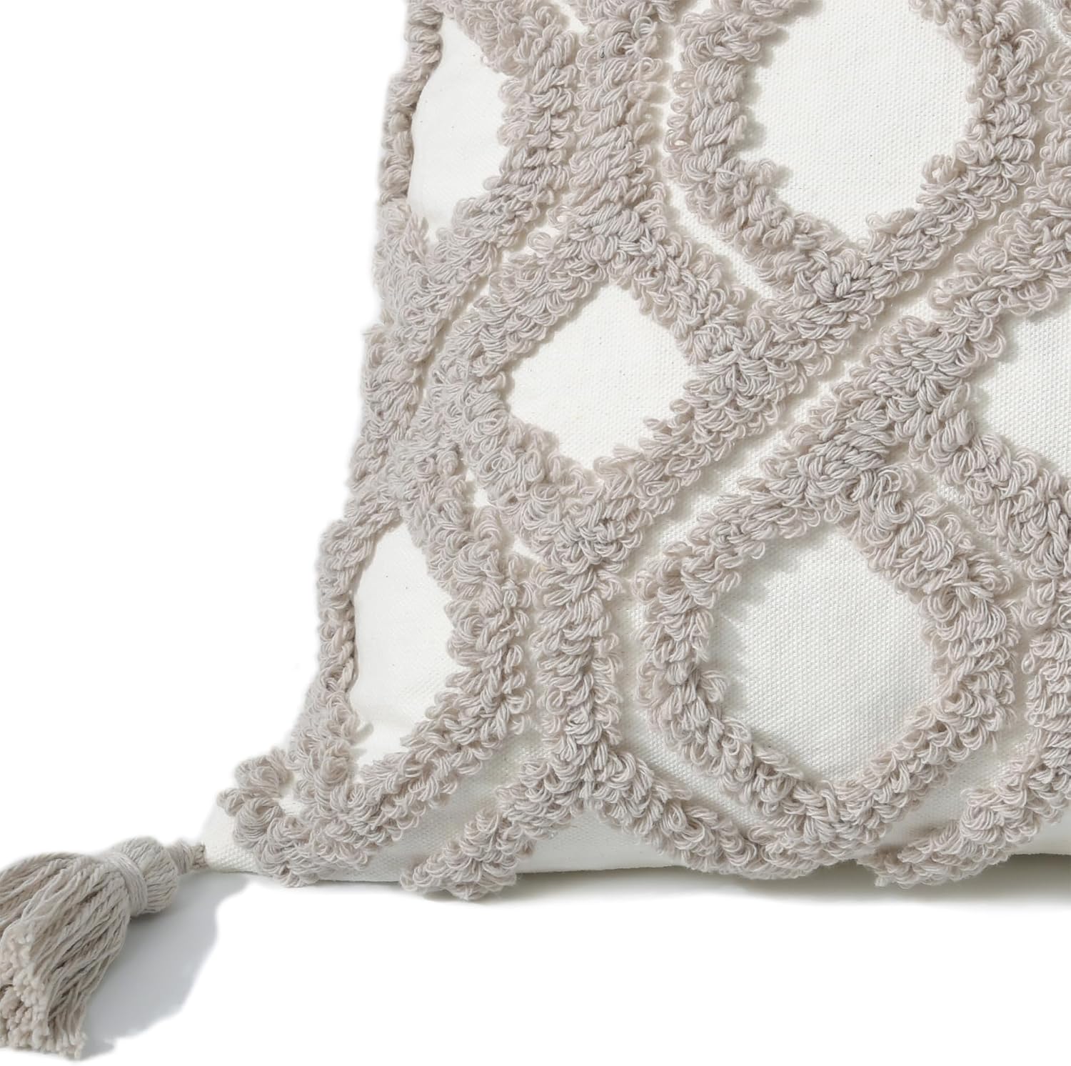 Loopuinhom Boho Pillow Covers 18X18 Inch Boho Tufted Throw Pillow Covers Decorative Tassels Cushion Cover Farmhouse Pillow Case for Couch S…