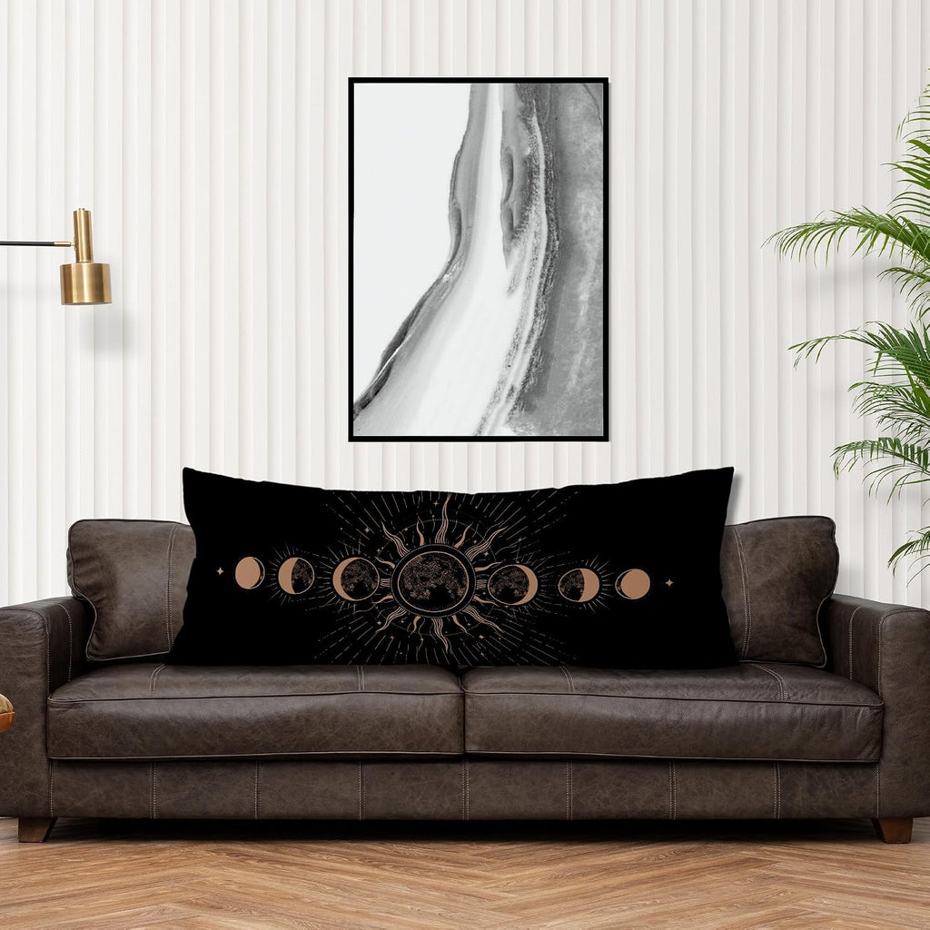 Mystical Boho Moon Phases Body Pillow Covers 20x54, Witchy Celestial Sun and Moon Astrology Long Body Pillow Case Cover with Hidden…