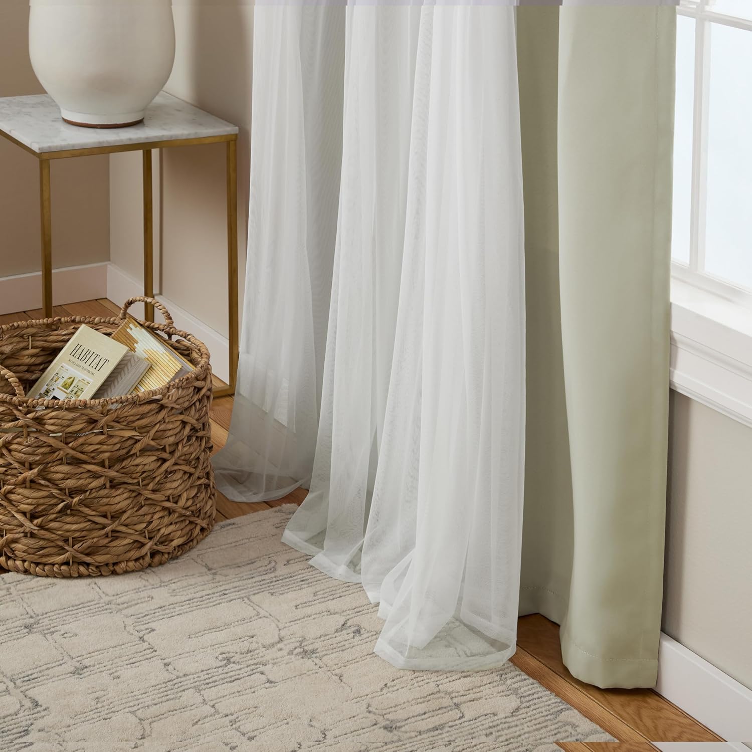 TOWN & COUNTRY LUXE Talia Double Layer Indoor Curtains, Sheer and Room Darkening Blackout, Grommet Top, Energy Efficient, 2-Pack Set…