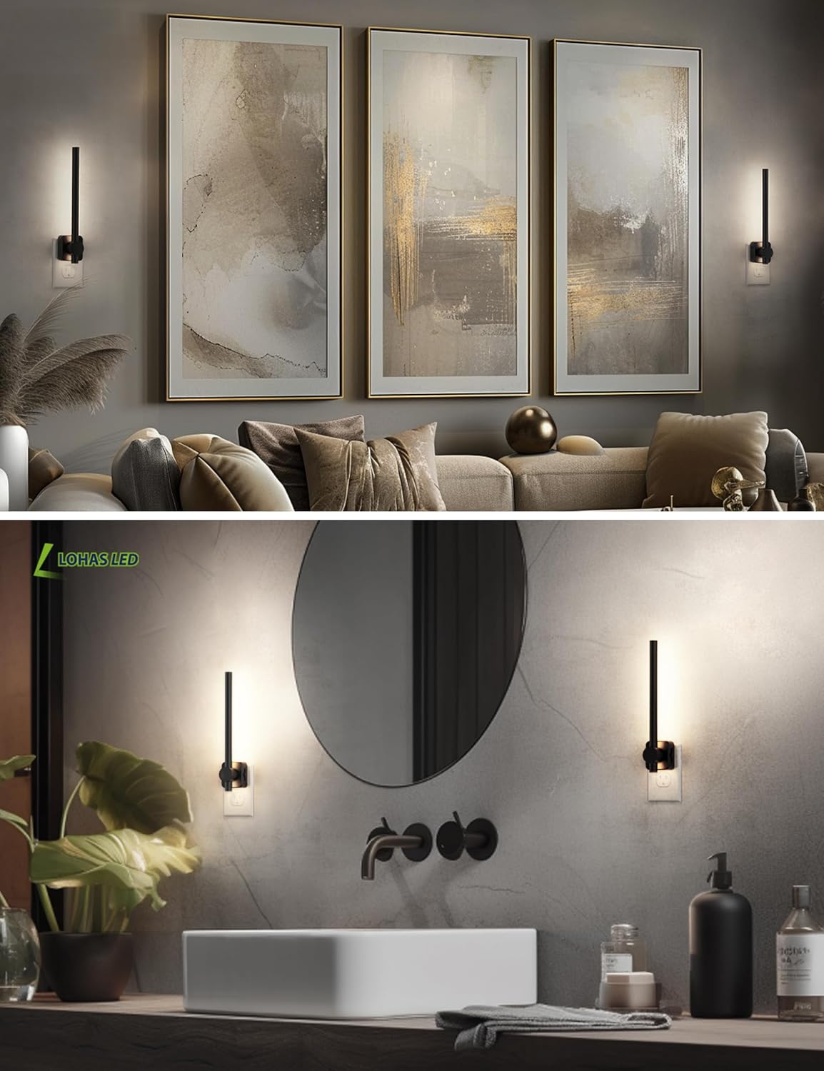 L LOHAS LED Night Light, 2 Pack Dimmable Night Lights Plug into Wall 0-200LM, Dusk to Dawn Sensor, 2W Bathroom Night Lights, Daylight…