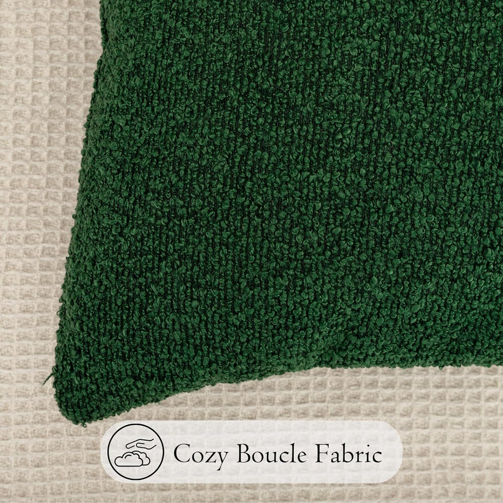 JoraLion 14x36 inch Boucle Lumbar Pillow Cover, Forest Elf Green Woven Texture Neutral Long Pillow Cover Breathable Cushion Case for…