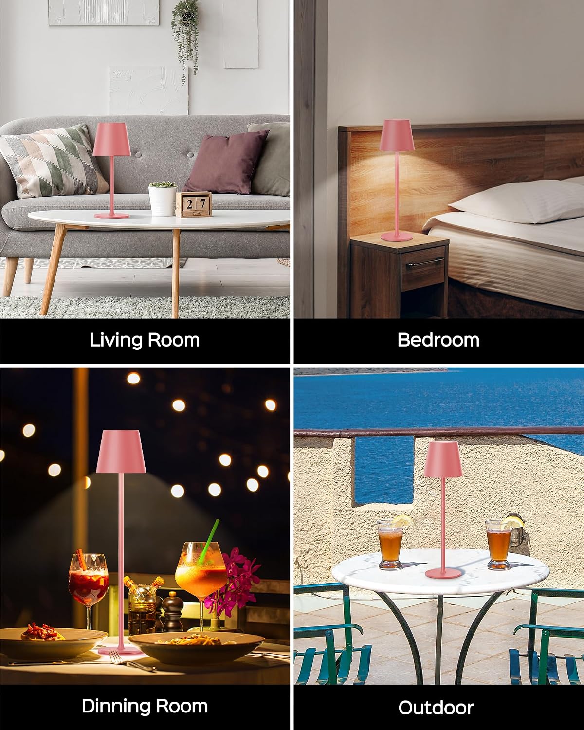 JACKYLED Cordless Table Lamps Rechargeable, 3 Adjustable Height, 5000mAh Battery Operated, 3 Colors Smooth Dimming, Portable LED…