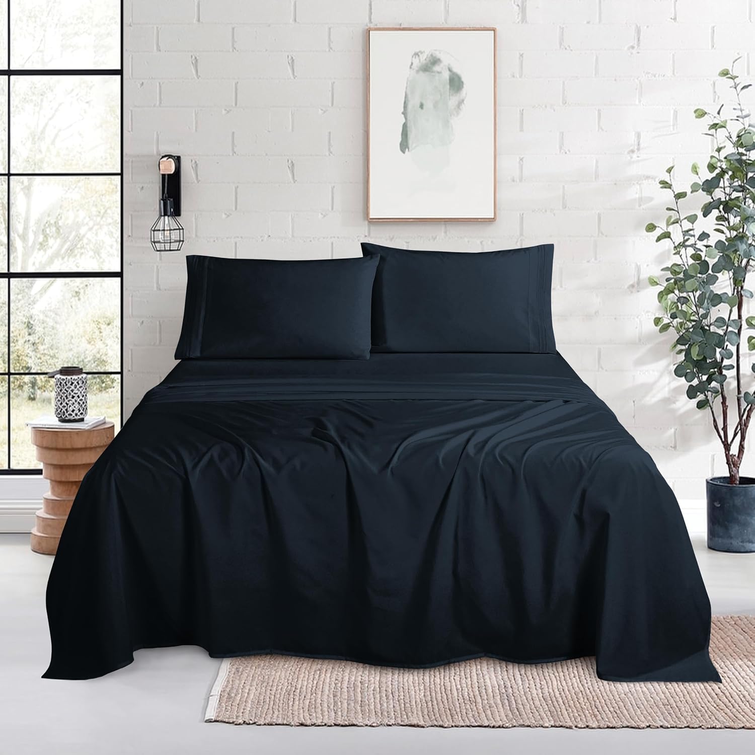 MocassiLuxuryBedding Mocassi Twin Size 4-Piece Bed Sheet Set - 1800 Hotel Quality Microfiber 18-24 Inches Extra Deep Pocket Fitted Sheet- L…