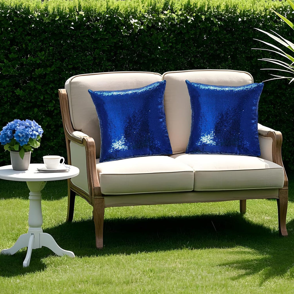 Eternal Beauty Set of 2 Sequin Decorative Pillow Cover Navy Blue Throw Pillow Covers for Couch Sofa Throw Pillows 18 X 18 Inches