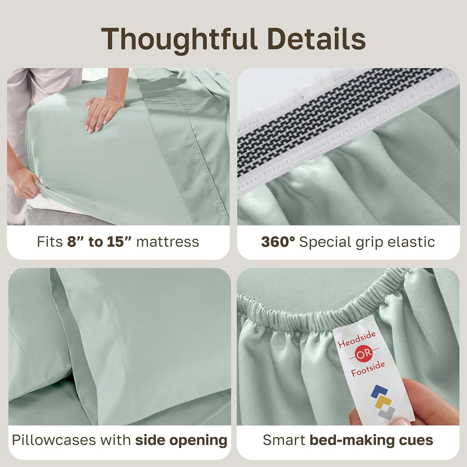 CaliforniaDesignDen CALIFORNIA DESIGN DEN Authentic Soft Split King Sheets, 800 Sateen 100% Cotton, Cooling Than Egyptian Cotton Sheets, Sp…