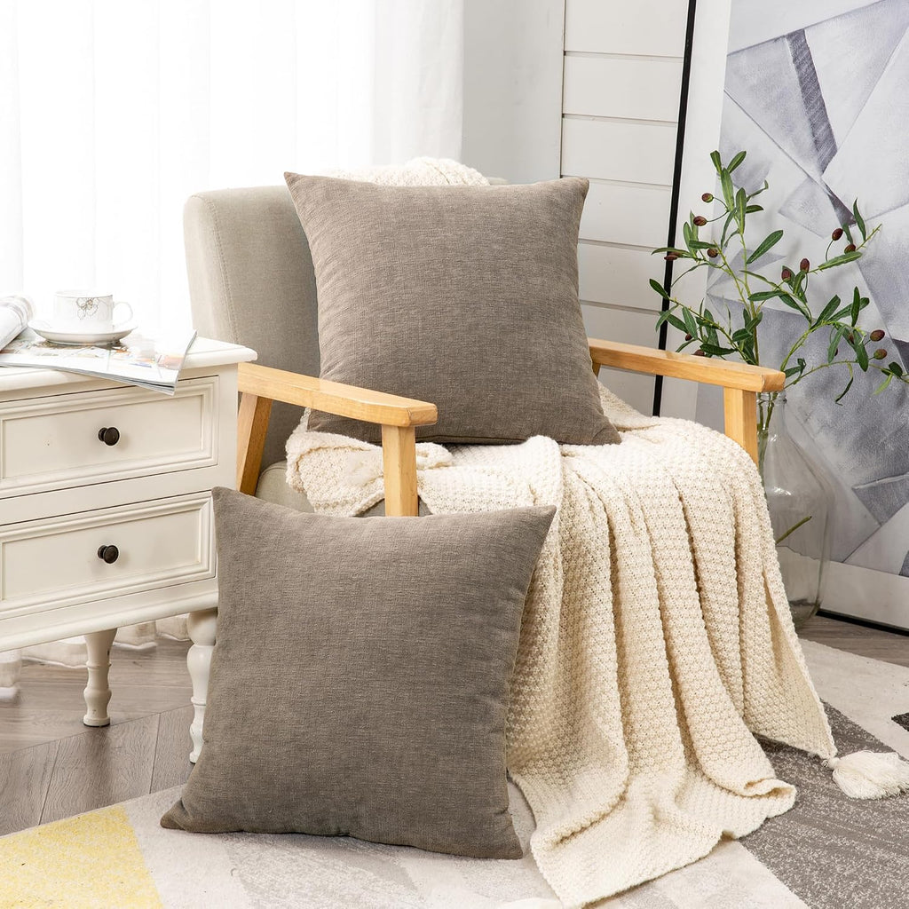 Gawamay Decorative Throw Pillow Covers 16x16 Inch Set of 2, Super Soft Chenille Square Pillows Farmhouse Fall Pillowcase for Living Room Be…