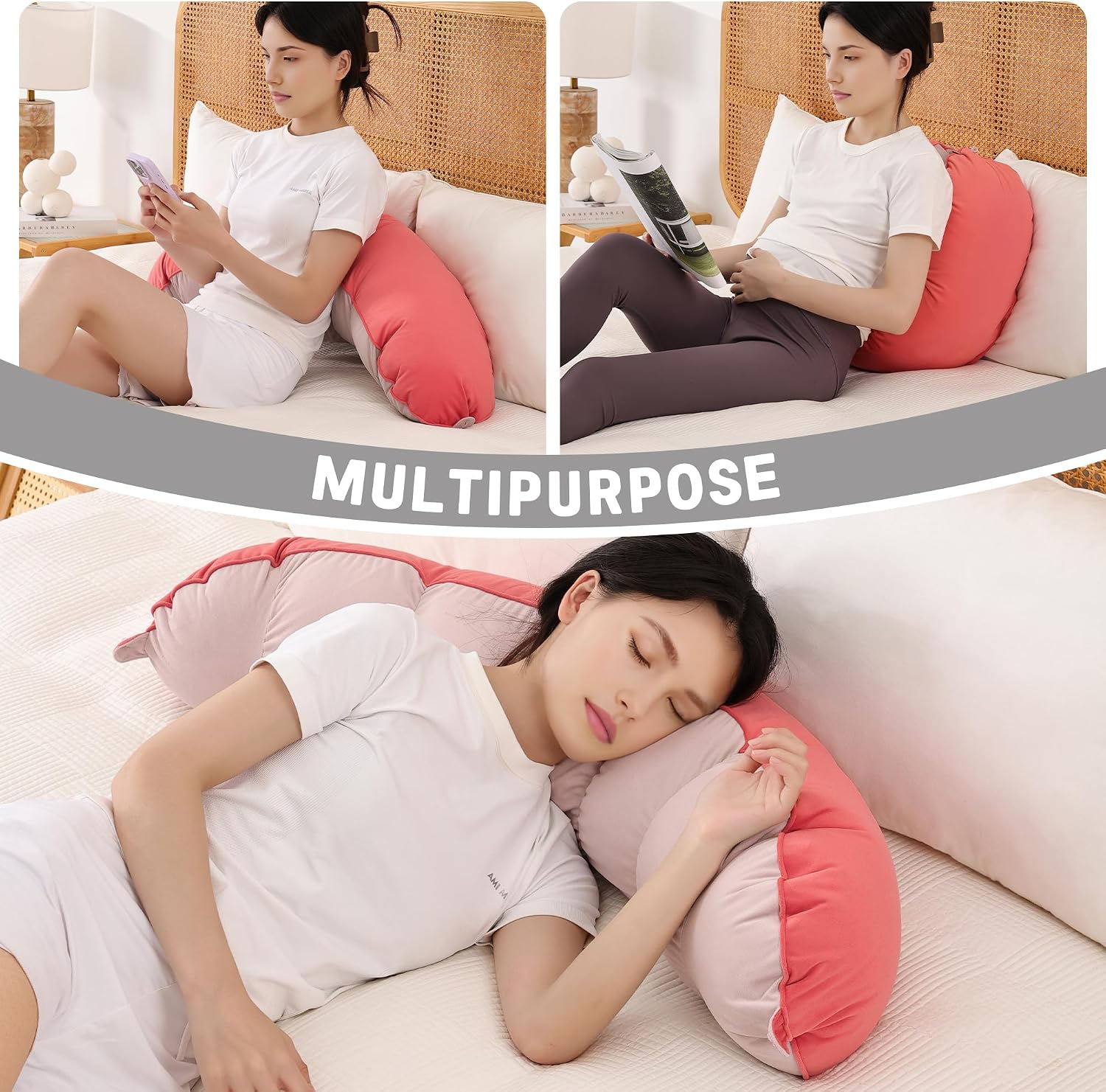 Peallow(Pat. Pend) – Long Round Body Pillow for Adults, Bolster Pillow for Sleeping, Soft and Supportive Pillow for Sleeping & Lumbar…