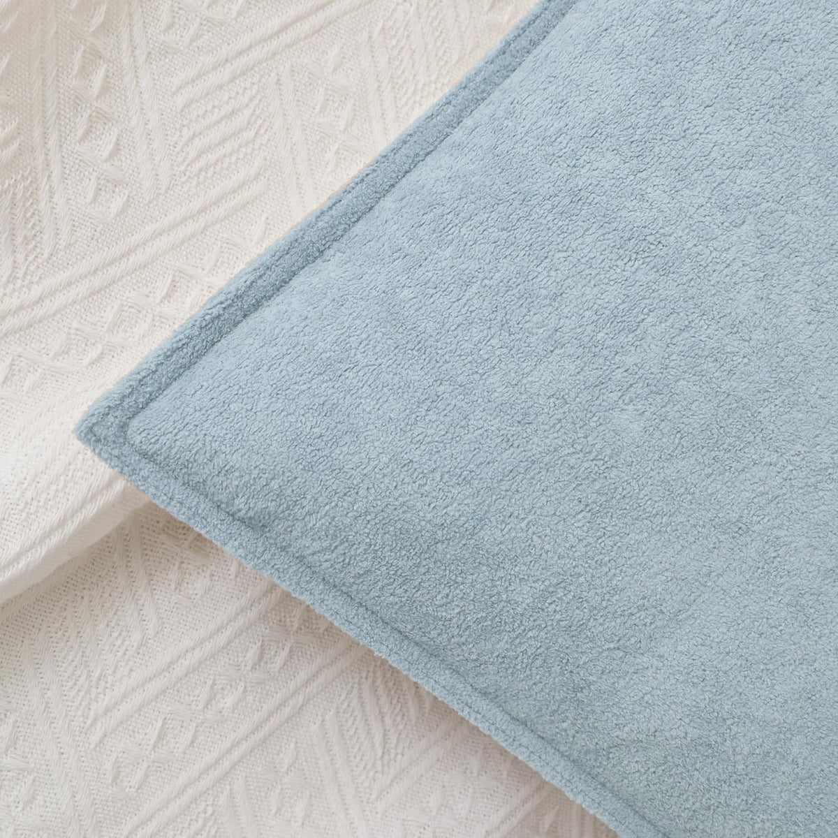 KevinTextile Kevin Textile Waterproof Decorative Pillow Covers Light Blue 18x18 Inch Pack of 2 Soft Boucle Textured Throw Pillowcases Elega…