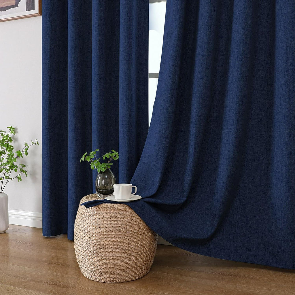 Cucraf 100% Blackout Curtains 108 inches Length 2 Panels Set, Room Darkening Linen Textured Curtain Grommet for Bedroom Living Room, Light…