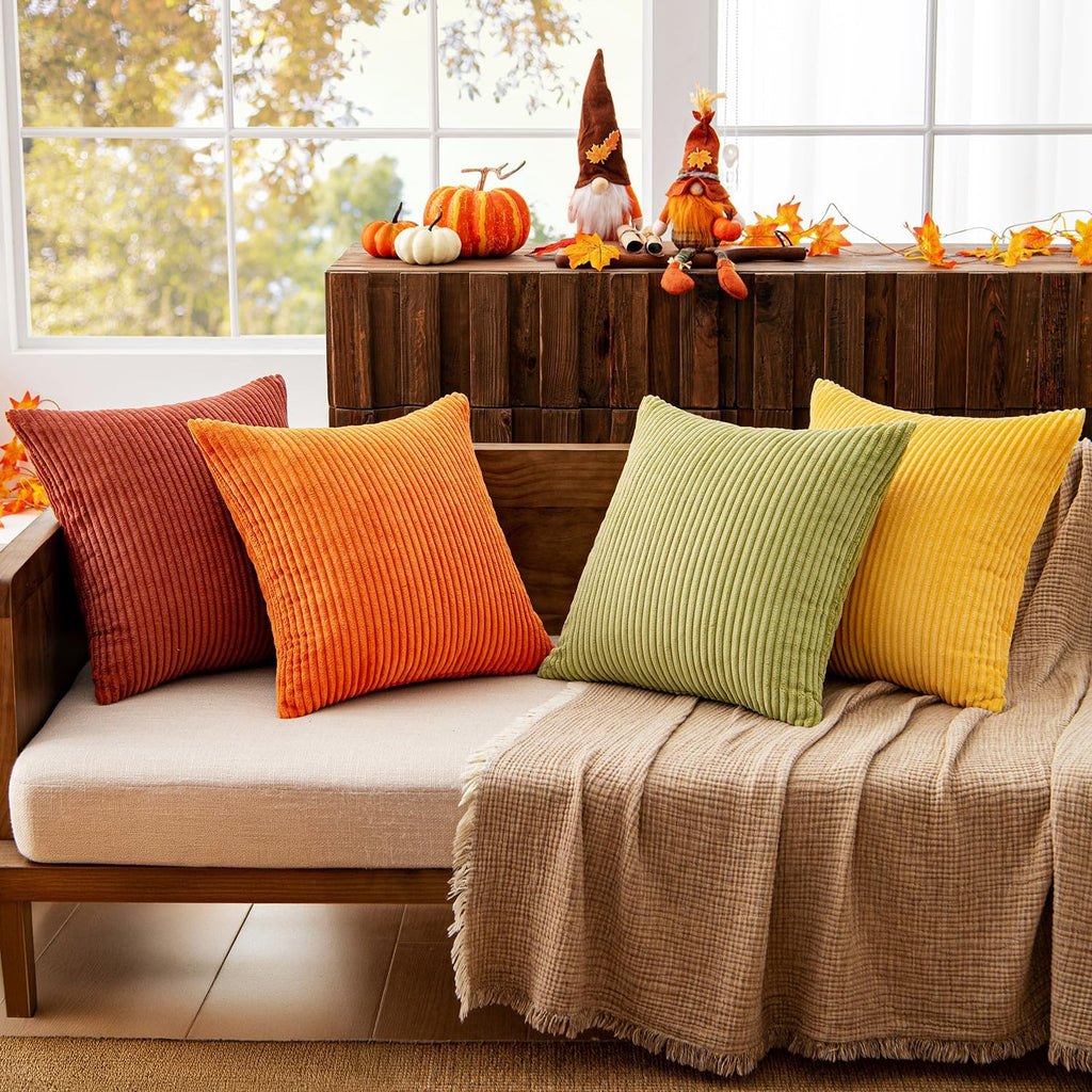 Miulee Decorative Throw Pillow Covers 18x18 Inch Set of 4, Vibrant Cushion Covers Vintage Retro Home Fall Decor Mix and Match Color Clash D…