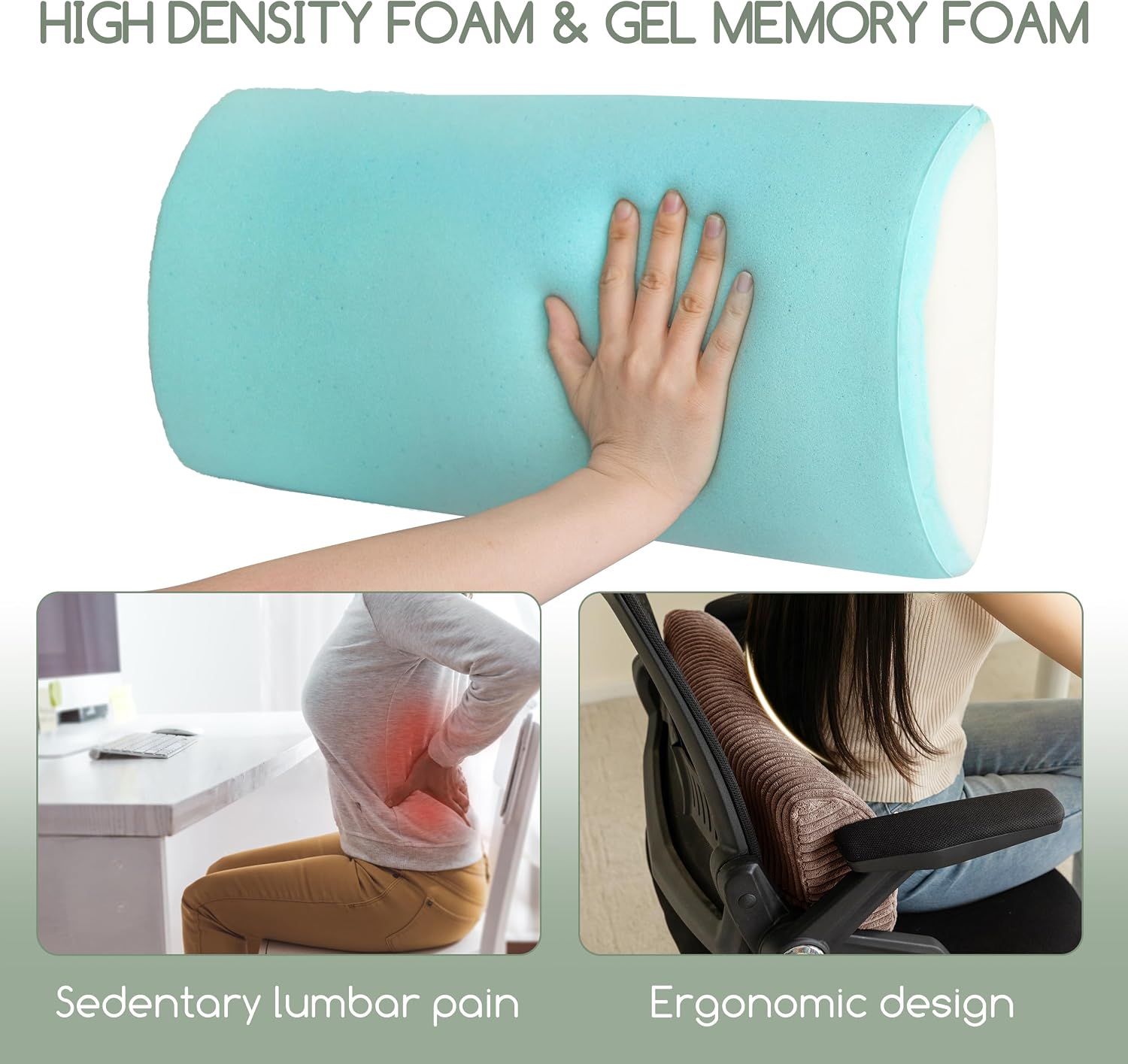 Higogogo Lumbar Support Pillow for Recliner Chair/Accent Chair/Couch, Memory Foam Back Support Cushion for Elderly, Recliner Cushions for B…