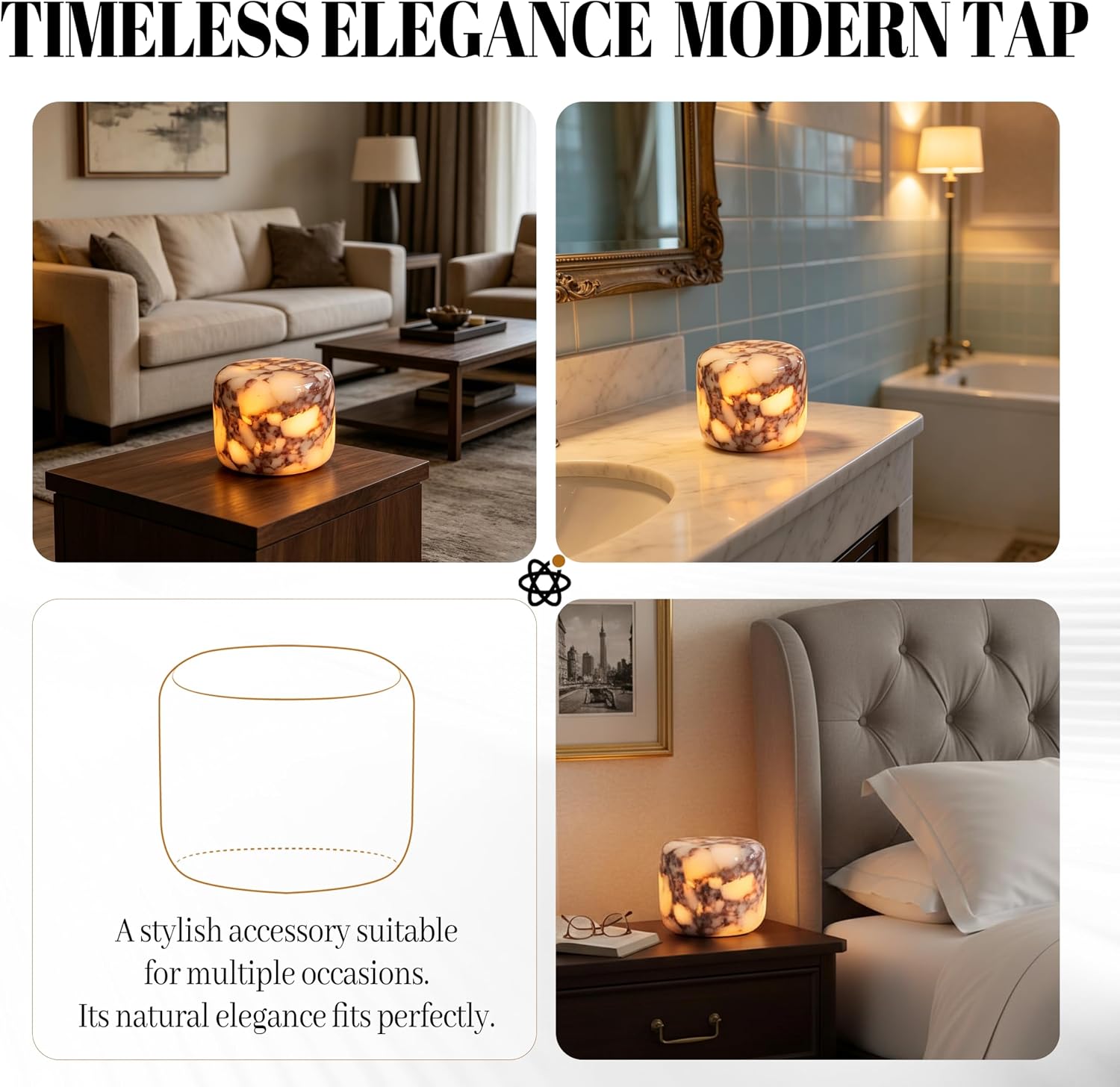 Marmor Marble Lamp Table Lamp Unique Stone lamp Type-C 3 Way Bedside Lamps Ambient Lighting for Bedroom Night Stands Small Night Light Deco…