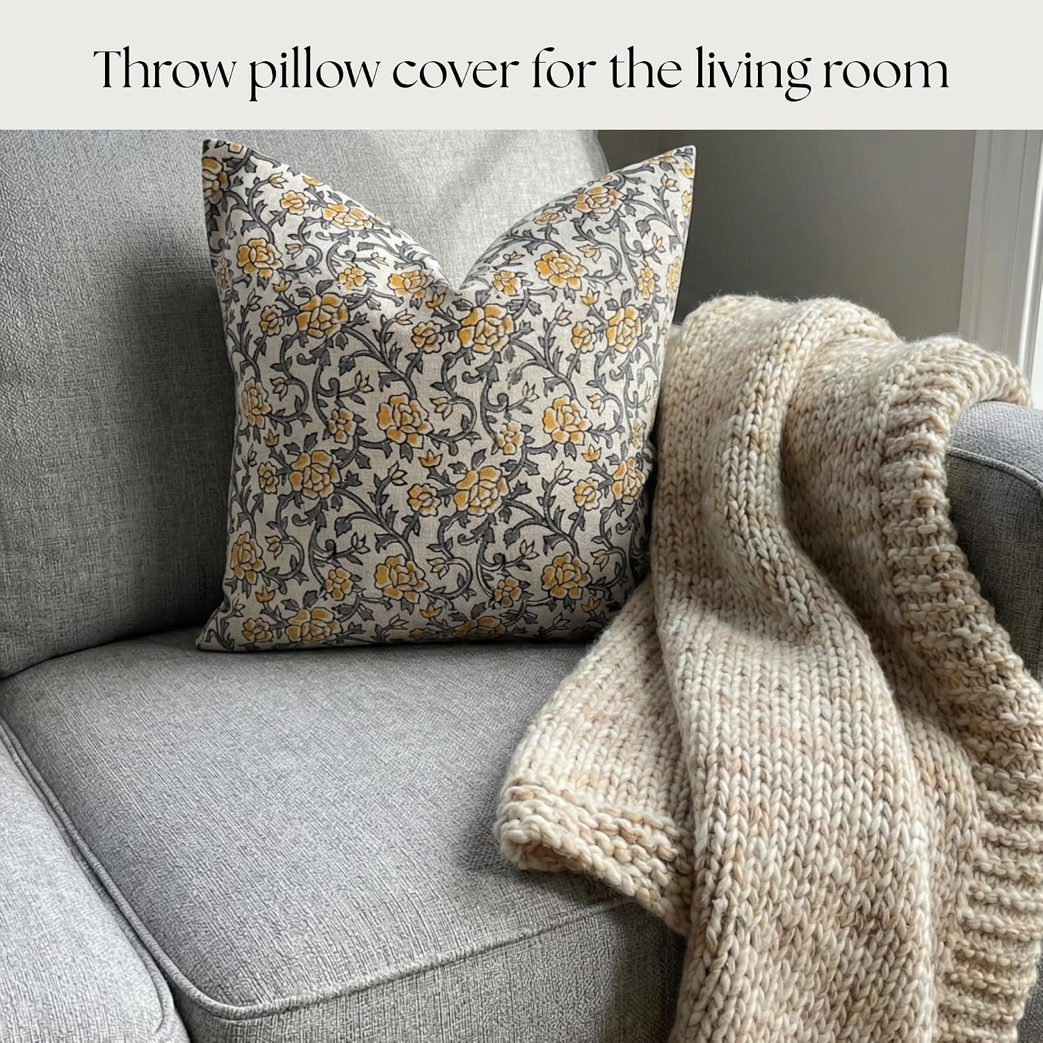 LineandLoop Linen Yellow Pillow Throw Pillow Covers 20x20 inch Pillow Farmhouse Style Spring Decorative Pillow Covers for Couch Living Room…