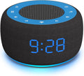 Buffbee Sound Machine & Alarm Clock 2-in-1, 0-100% Clock Face Brightness, Bottom Colored Light, Sleep Timer, Precise 30-Level Volume…
