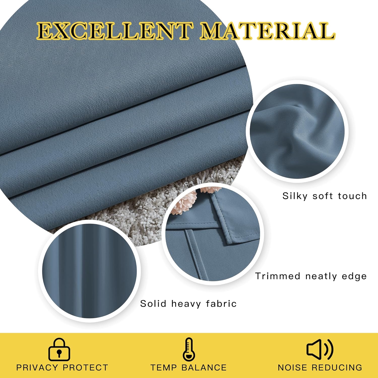 Nicetown Blackout 72 inch Curtains for Kids Room, Grommet Room Darkening Thermal Insulated Solid Window Treatments Sound Reducing for Bedro…