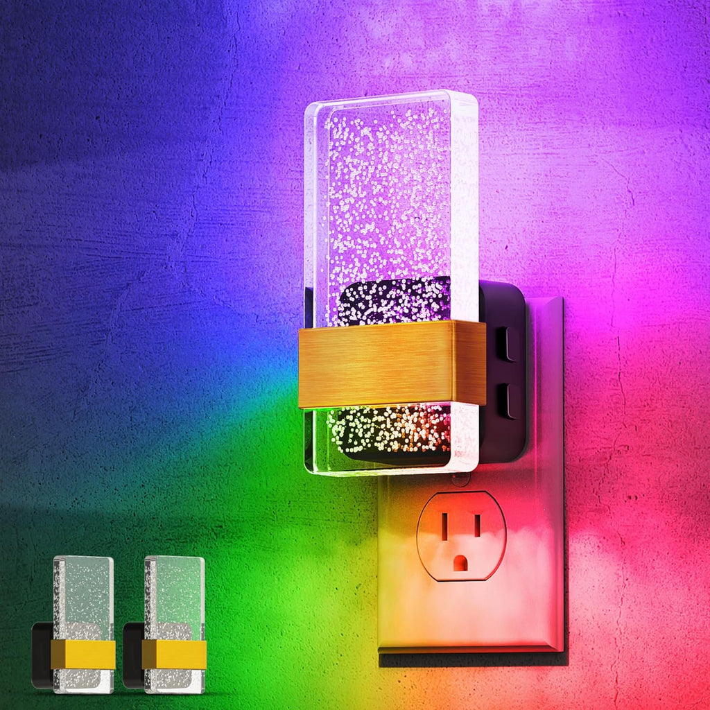 L LOHAS LED Night Lights Plug Into Wall [2 Pack], Color Changing Night Light with Dusk to Dawn Sensor, RGB 180° Rotating Night Light…