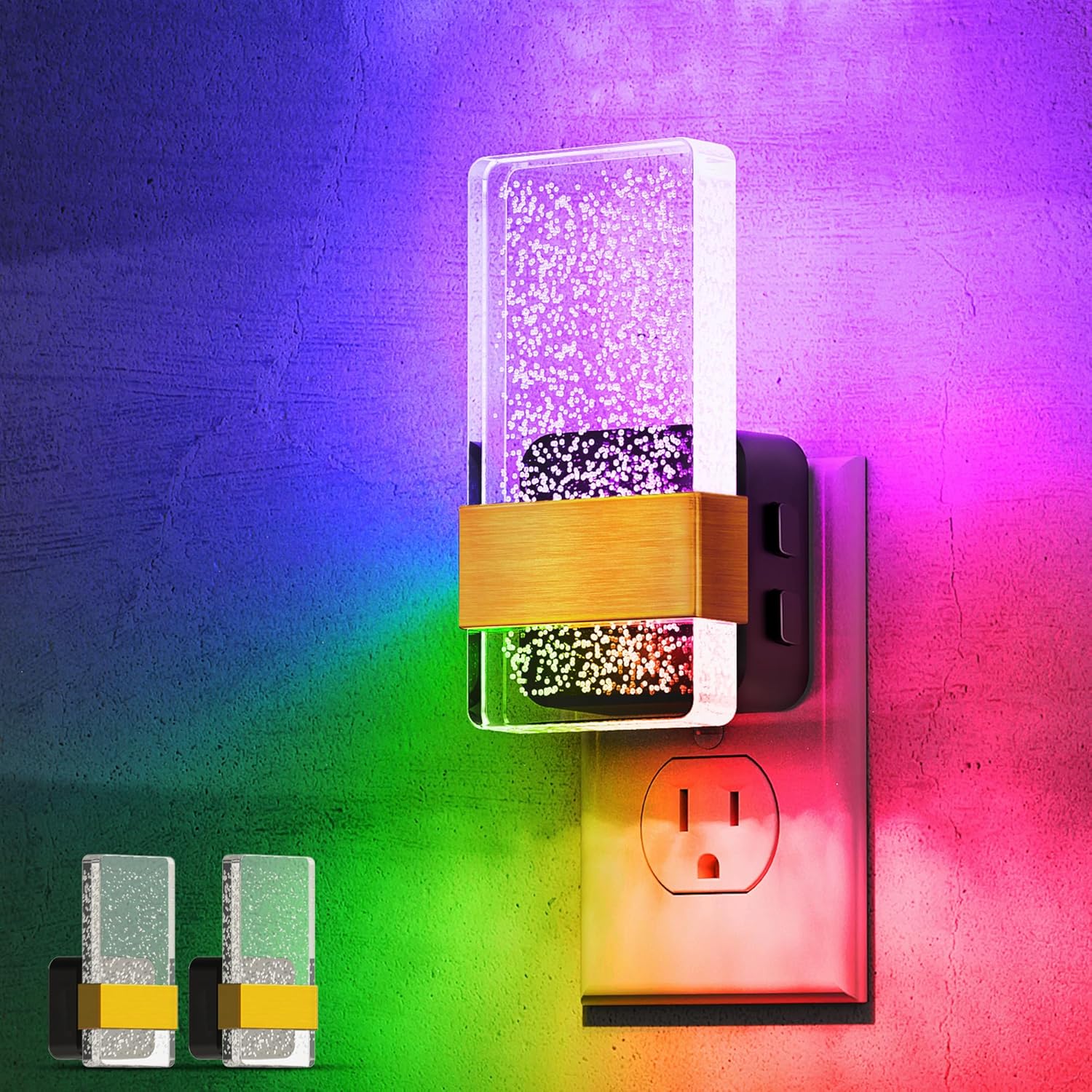 L LOHAS LED Night Lights Plug Into Wall [2 Pack], Color Changing Night Light with Dusk to Dawn Sensor, RGB 180° Rotating Night Light…