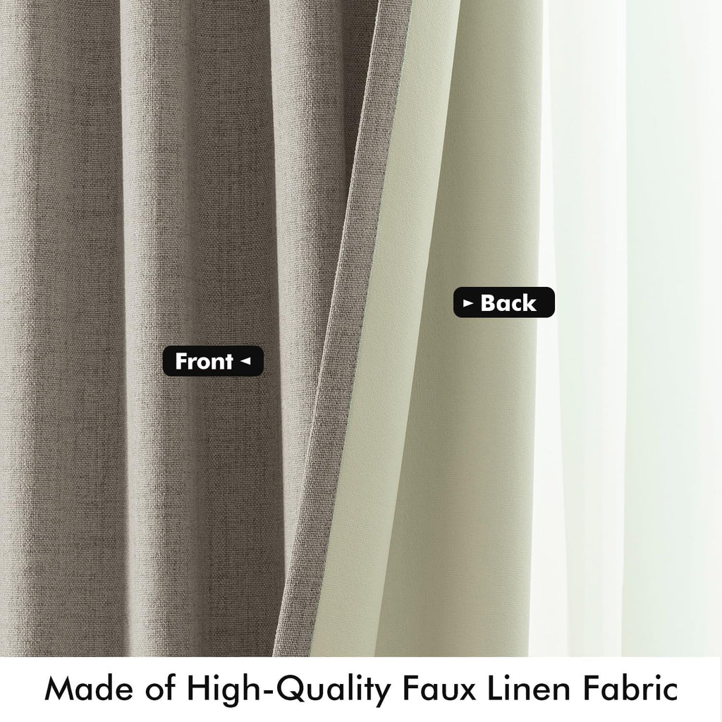 Miulee 100% Blackout Curtains for Bedroom, Linen Solid Luxury Decor Thermal Insulation Room Darkening Drapes for Living Room Nursery Back T…