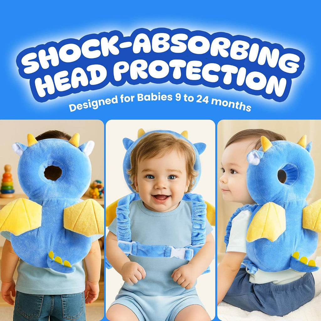 Baby Head Protector Backpack (9 to 24 Months) - Cute Head Guard Pillow with Knee Pads and Socks, Crawling and Walking Safety Set, Toddler…