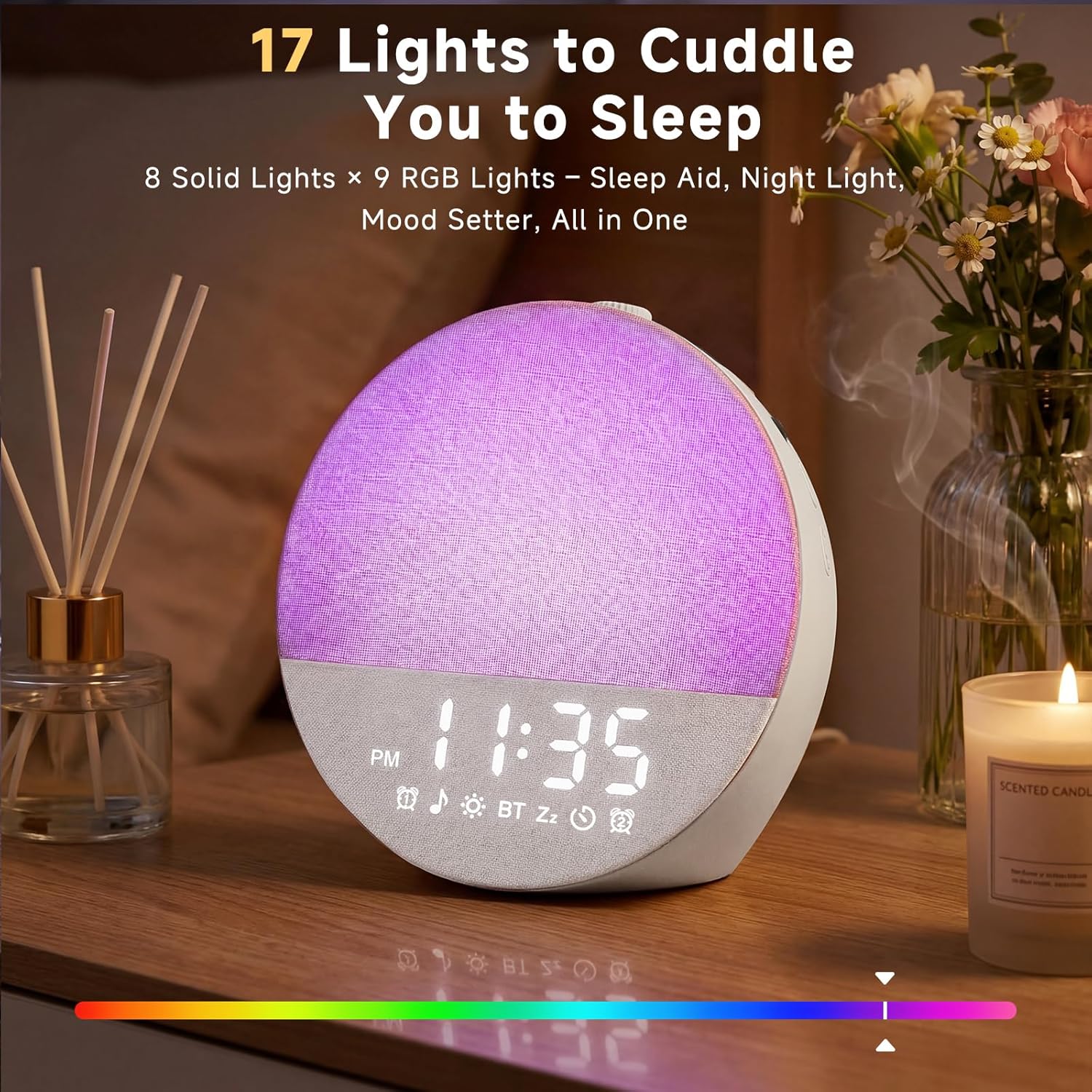 Geuuap Sunrise Alarm Clock White Noise Machine | Natural Wake-Up Light for Bedroom with 30 Soothing Sleep Aids, Bluetooth Speaker…