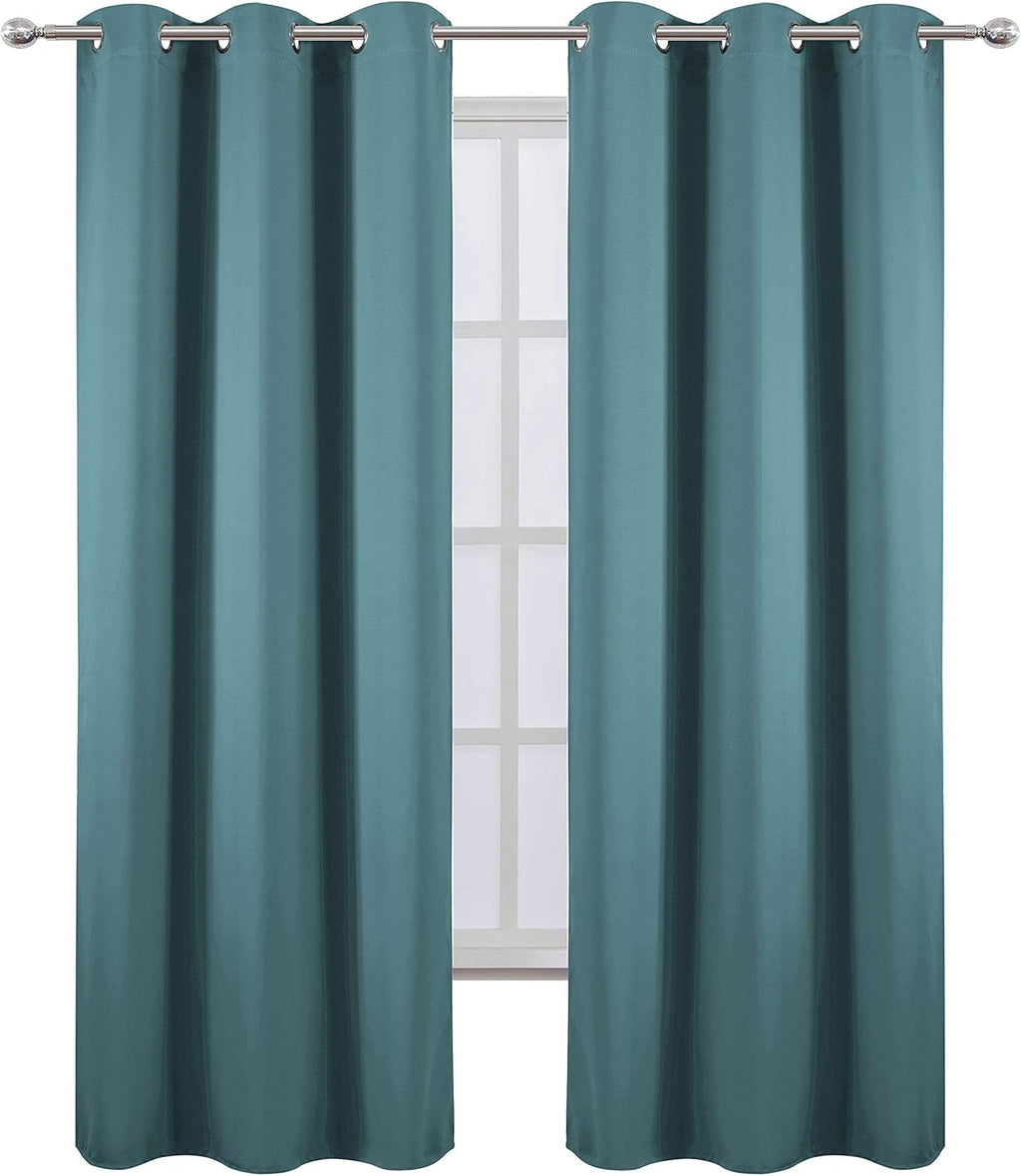 Lemomo Sea Teal Thermal Blackout Curtains/42 x 95 Inch/Set of 2 Panels Room Darkening Curtains for Bedroom 95 Inch silver