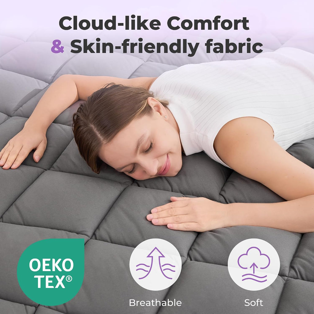 SINWEEK 5 Inch Dual Layer Memory Foam Mattress Topper Twin XL Size, 2 Inch Gel Memory Foam Plus 3 Inch Plush Soft Pillow Top Cover for…