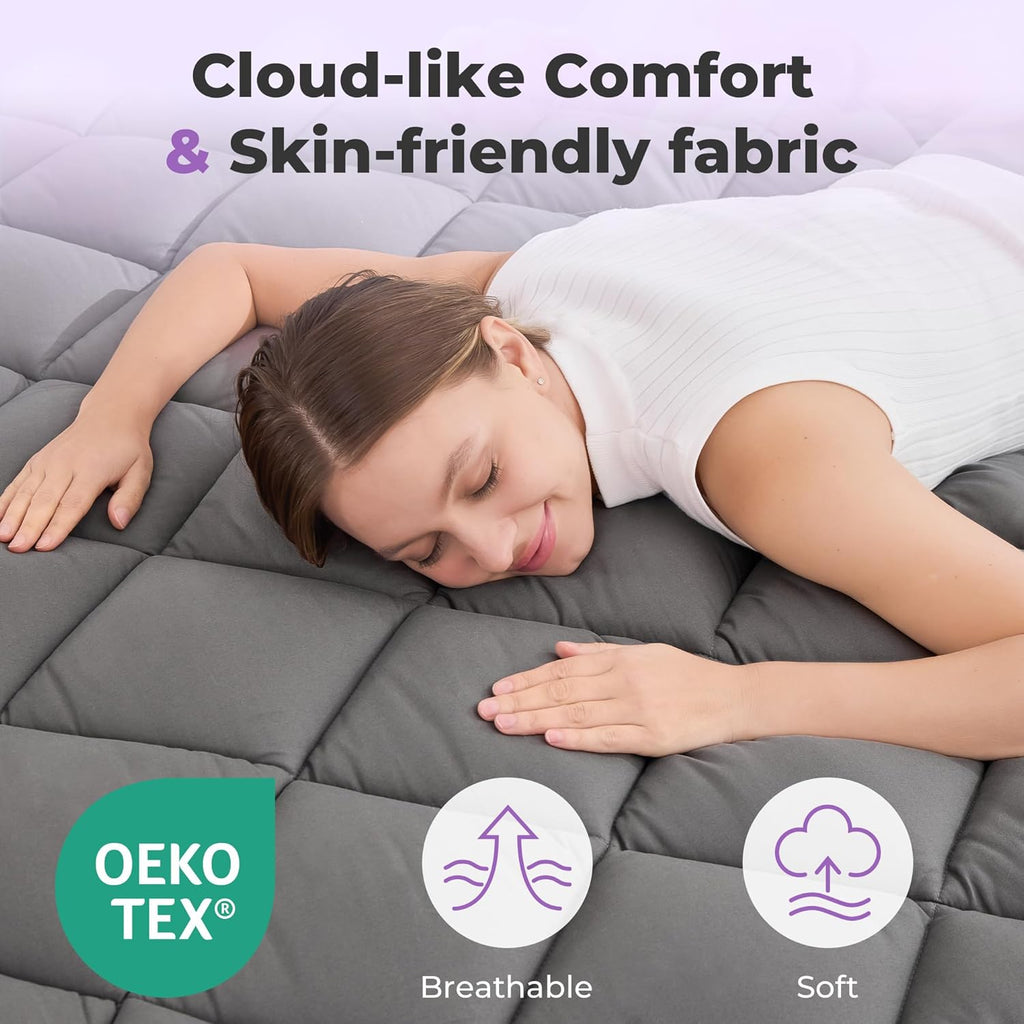 SINWEEK 5 Inch Dual Layer Memory Foam Mattress Topper Queen Size, 2 Inch Gel Memory Foam Plus 3 Inch Plush Soft Pillow Top Cover Filled…