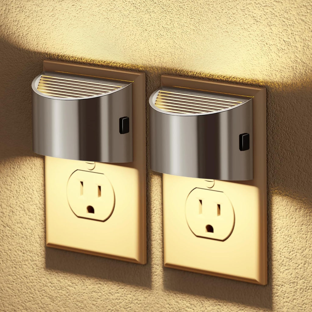 JandCase LED Night Lights Plug into Wall, 2 Pack Modern Night Lights, Dusk to Dawn Sensor Nightlight, 0-100LM Brightness Adjustable…