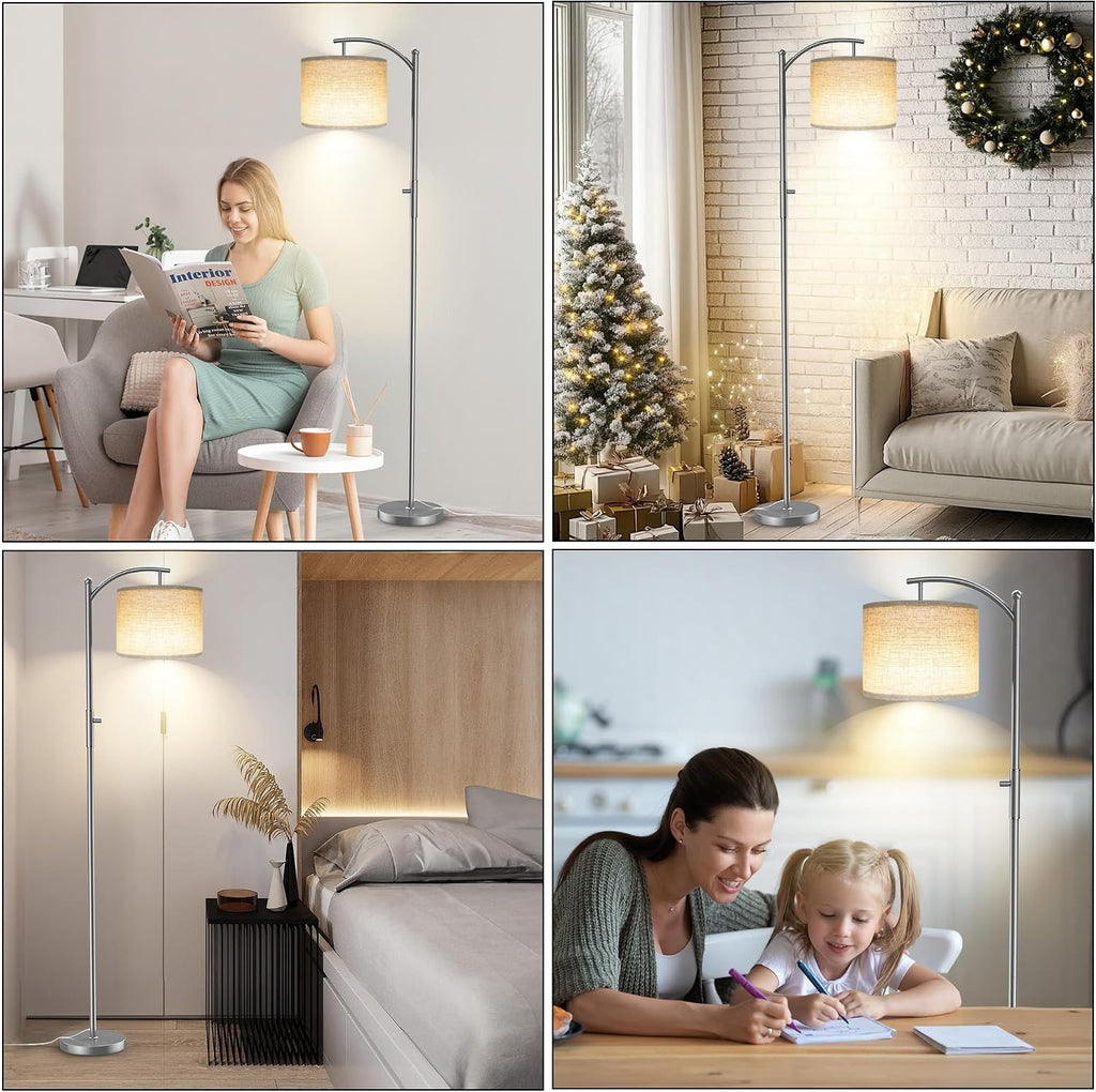 ROTTOGOON Dimmable Floor Lamp, Arc Floor Lamps for Living Room, Stepless Dimming Modern Standing Lamp with Linen Shade, Tall Lamp for…