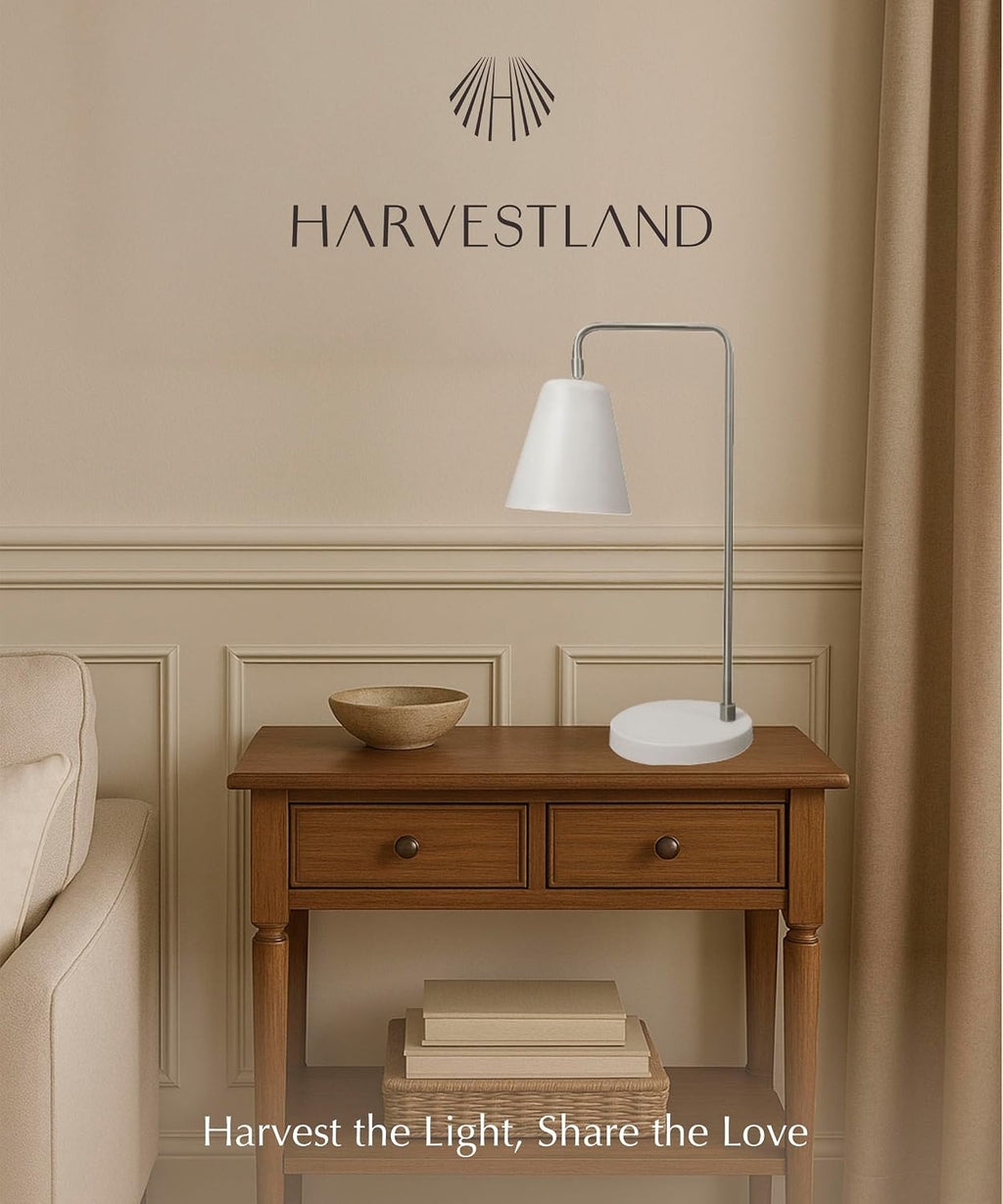Harvestland Steady Silver Reading Lamps for Bedside Table – Adjustable Industrial Table Lamp with Solid Base, Lamp for nightstand, Desk Lam…