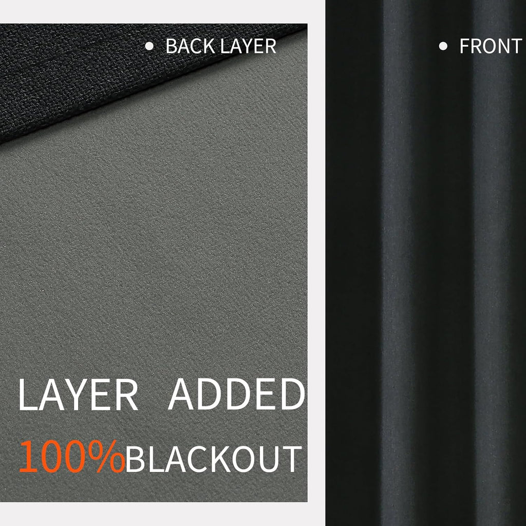 Joydeco Blackout Curtains 120 Inches Long 2 Panels Burg, Room Darkening Curtains for Bedroom, 100% Black Out Textured Thermal Drapes Privac…