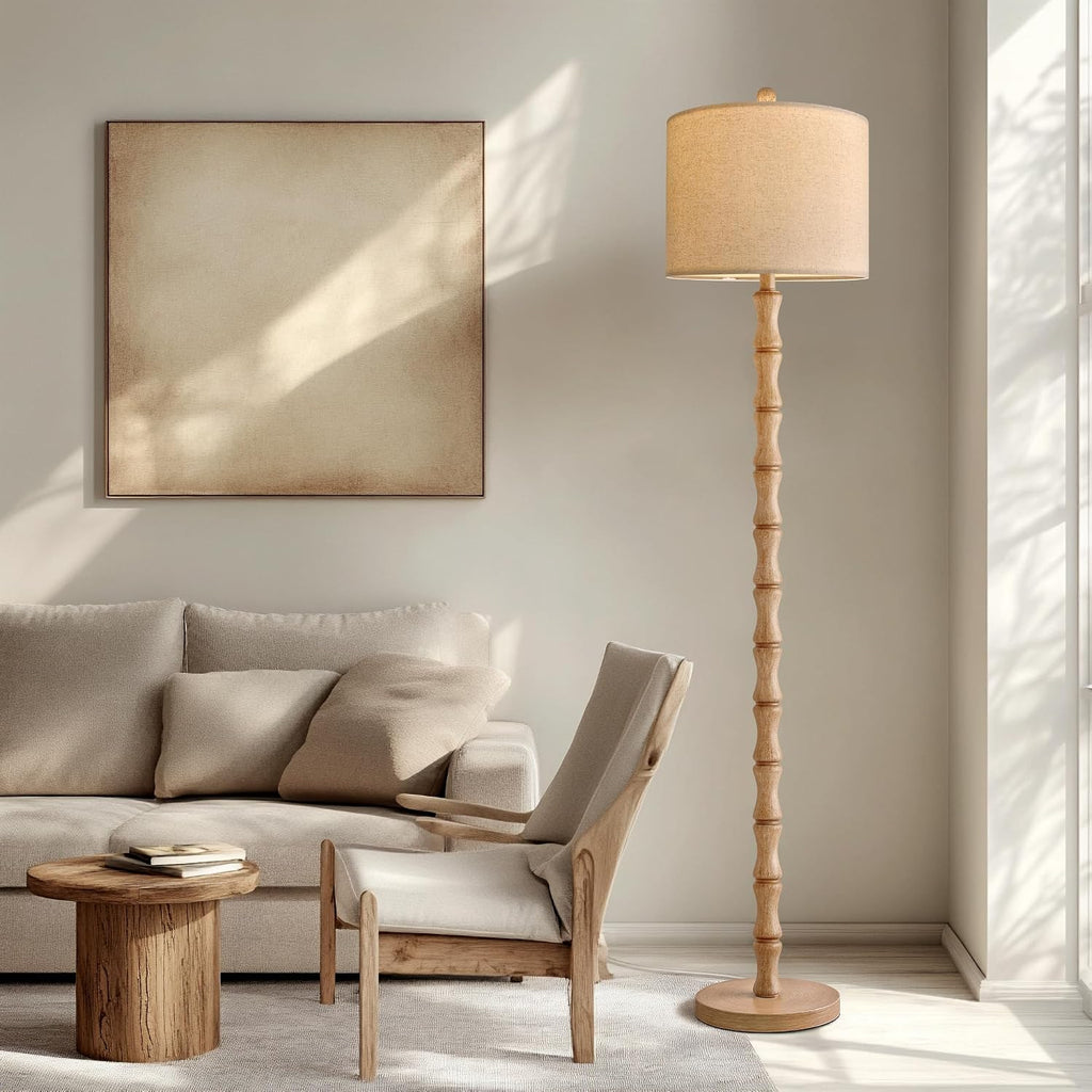 BOBOMOMO 62" Farmhouse Floor Lamp for Living Room, Retro Corner Floor Lamp Rotary Switch, Rustic Standing Lamp for Bedroom, Corner…