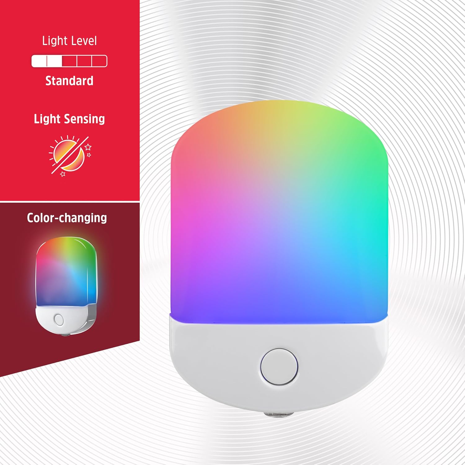 Energizer Night Light, Color Changing, Nightlight for Bedroom, Bathroom, Nursery, Hallway, Kitchen, White Base, 81567