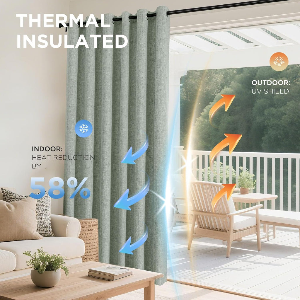 Joydeco Sage Green Blackout Curtains 90 Inches Long, Curtains 90 Inch Length 1 Panel for Bedroom, Thermal Insulated Linen Black Out…