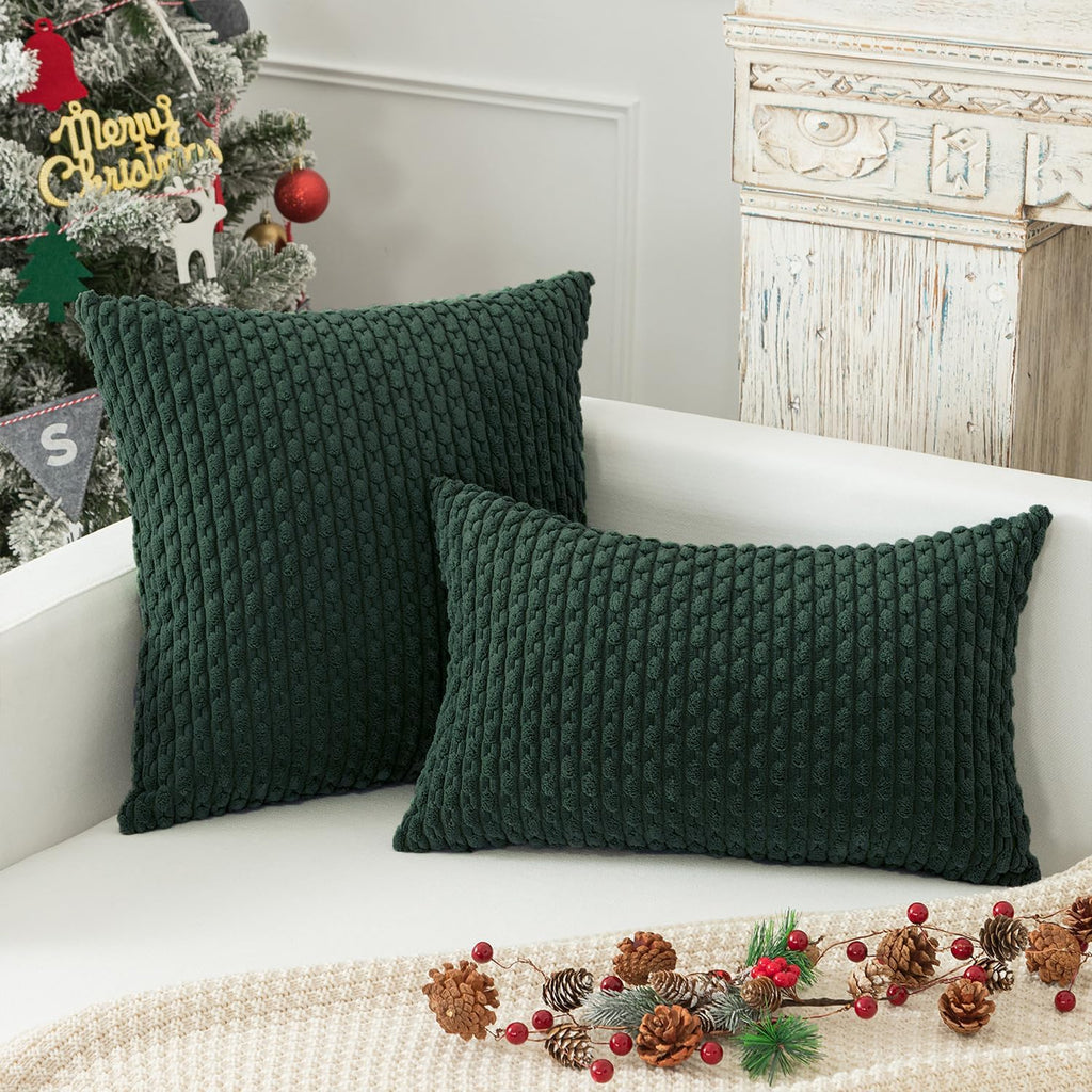 KevinTextile Kevin Textile 12x24 Inch Pillow Cover 1 Pack Boho Christmas Decorative Soft Striped Corduroy Lumbar Farmhouse Color Accent Rec…
