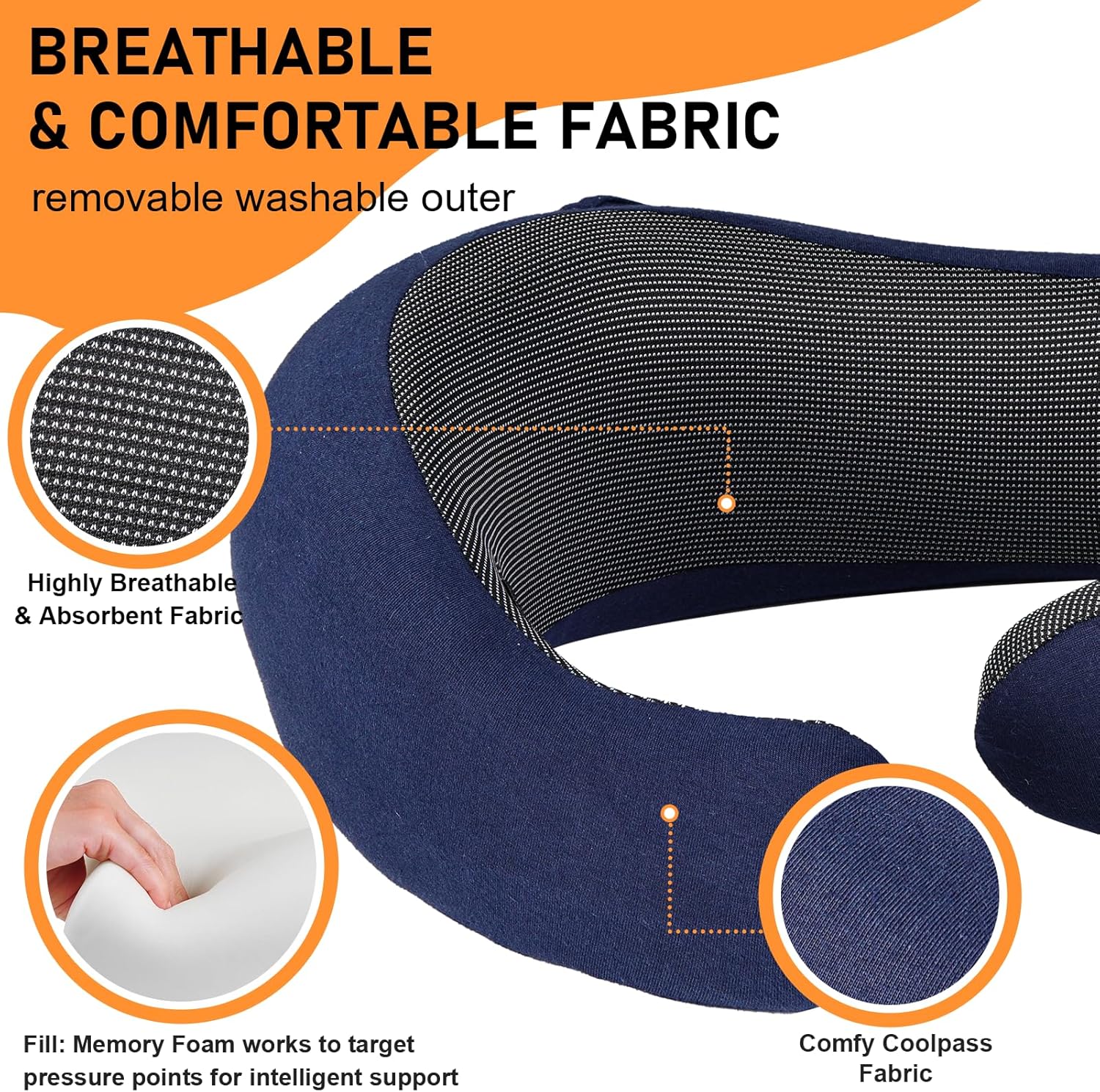 Vzpeun Travel Pillow - Hooded Neck Pillow Airplane Memory Foam Filling for Plane, Office, Cars Sleeping, Road Trip, Long Flights, Airplane…