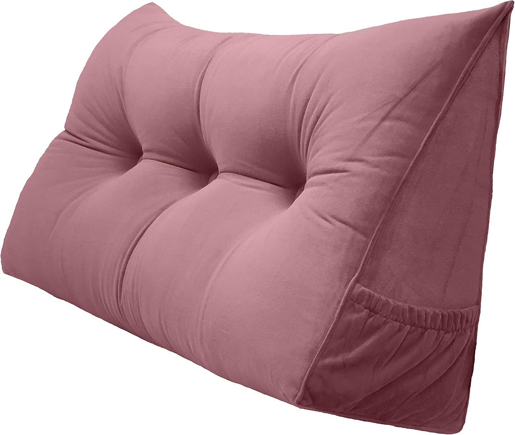 Peachwell Handmade Headboard Pillow- Triangular Wedge Support Large Bolster Cushion Headboard Backrest Pillow with Two Large Side Pockets…