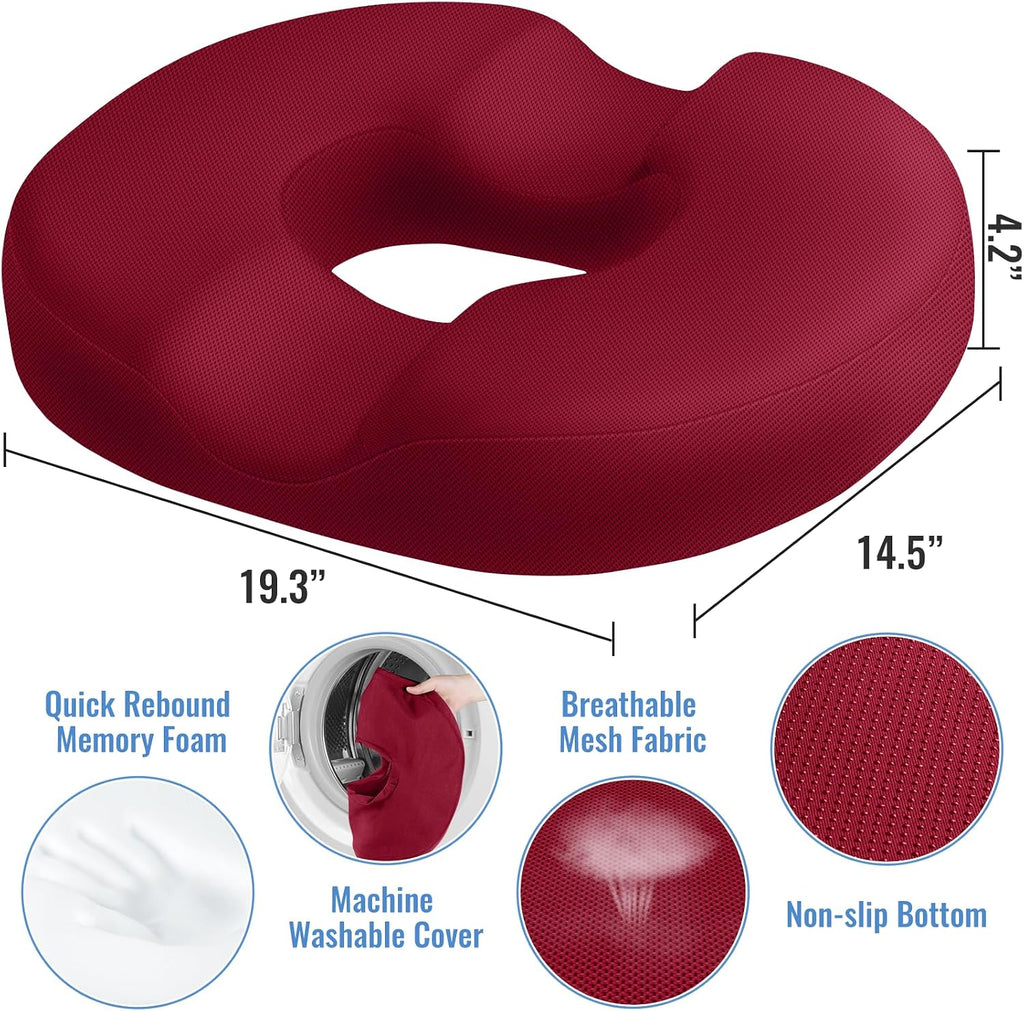 CloudBliss Donut Pillow Seat Cushion Chair Pad for Tailbone and Hemorrhoids, Memory Foam Seat Chair Cushion for Men and Women for Home & Of…