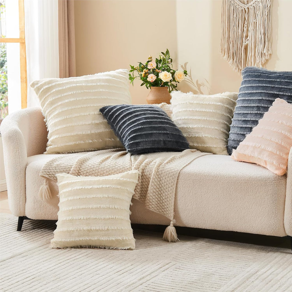 Bedelite Velvet Pillow Covers 18x18 with Zipper, 2 Pack Super Soft Square Pillow Covers for Bedroom, Sofa, Luxury Cozy Fleece Pillowcases f…
