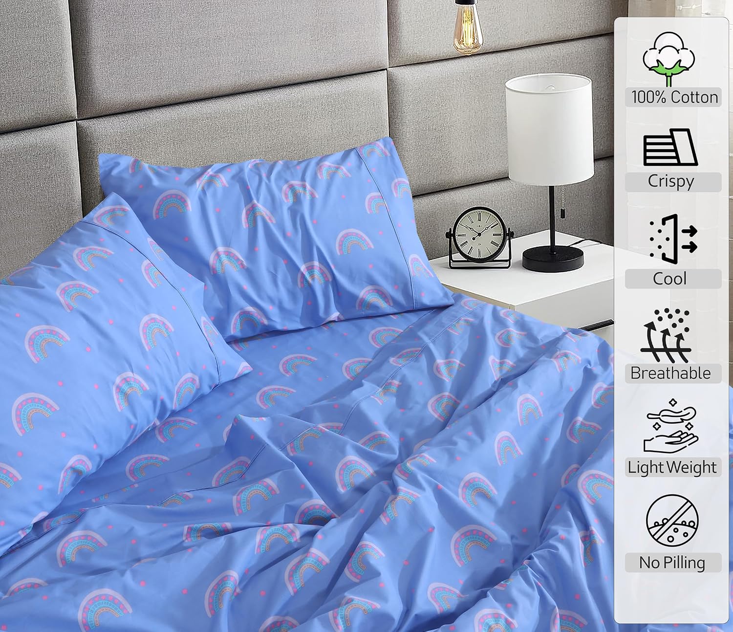 Ruvanti 100% Cotton Percale Sheets Twin Size – Crisp Cooling Bed Sheets for Hot Sleepers, Deep Pocket 16”, Soft Breathable & Durable Hotel-…