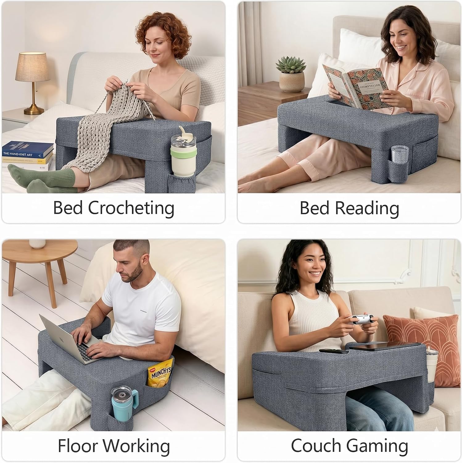 Septsun 26" Extra Wide Lap Desk Pillow - Gaming Reading Pillow & Laptop Lap Desk w/Ergonomic Arm Elbow Support for WFH, Bed, Couch, Floor…