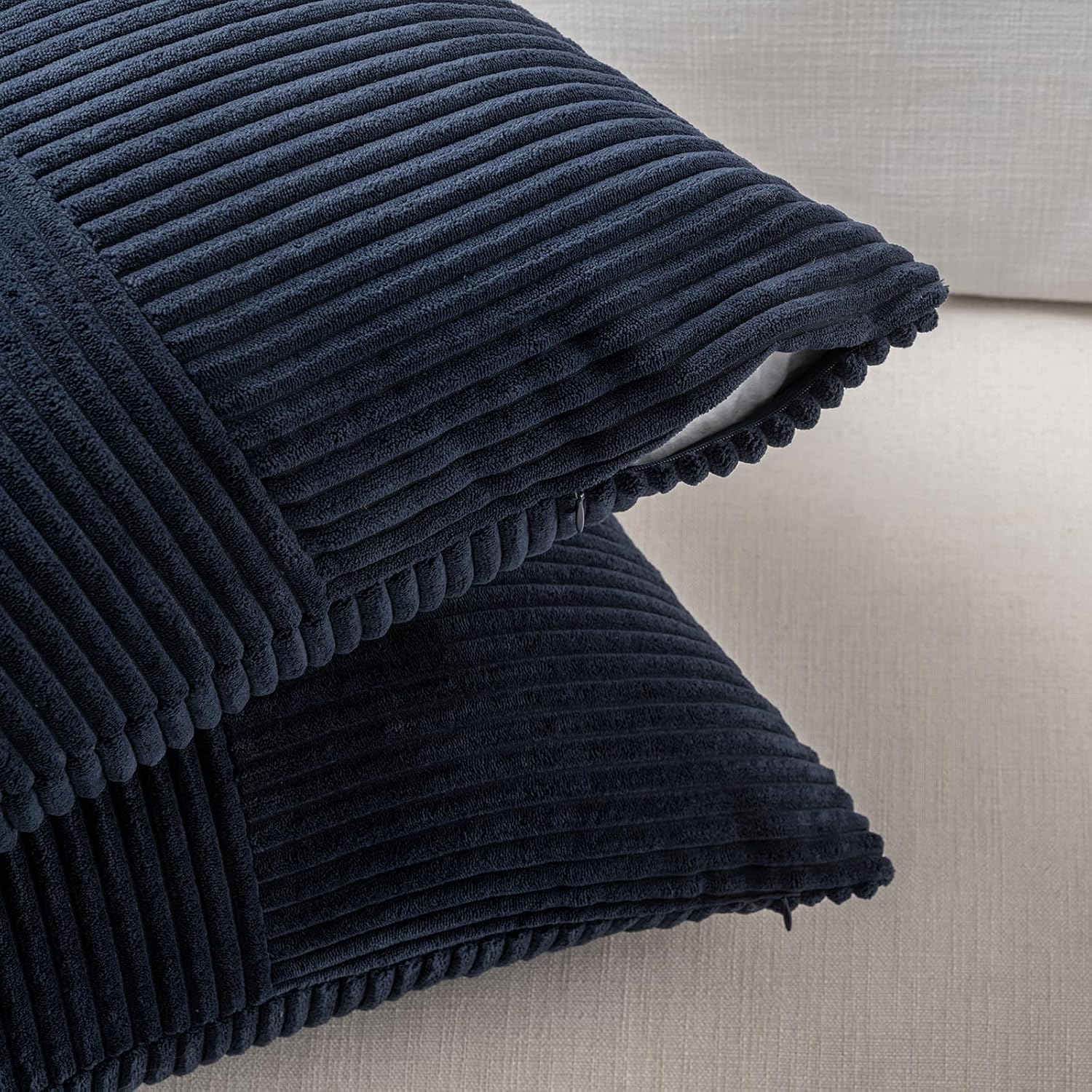 Fancy Homi 2 Packs Navy Blue Decorative Throw Pillow Covers 18x18 Inch for Living Room Couch Bed, Rustic Farmhouse Boho Home Decor, Soft…