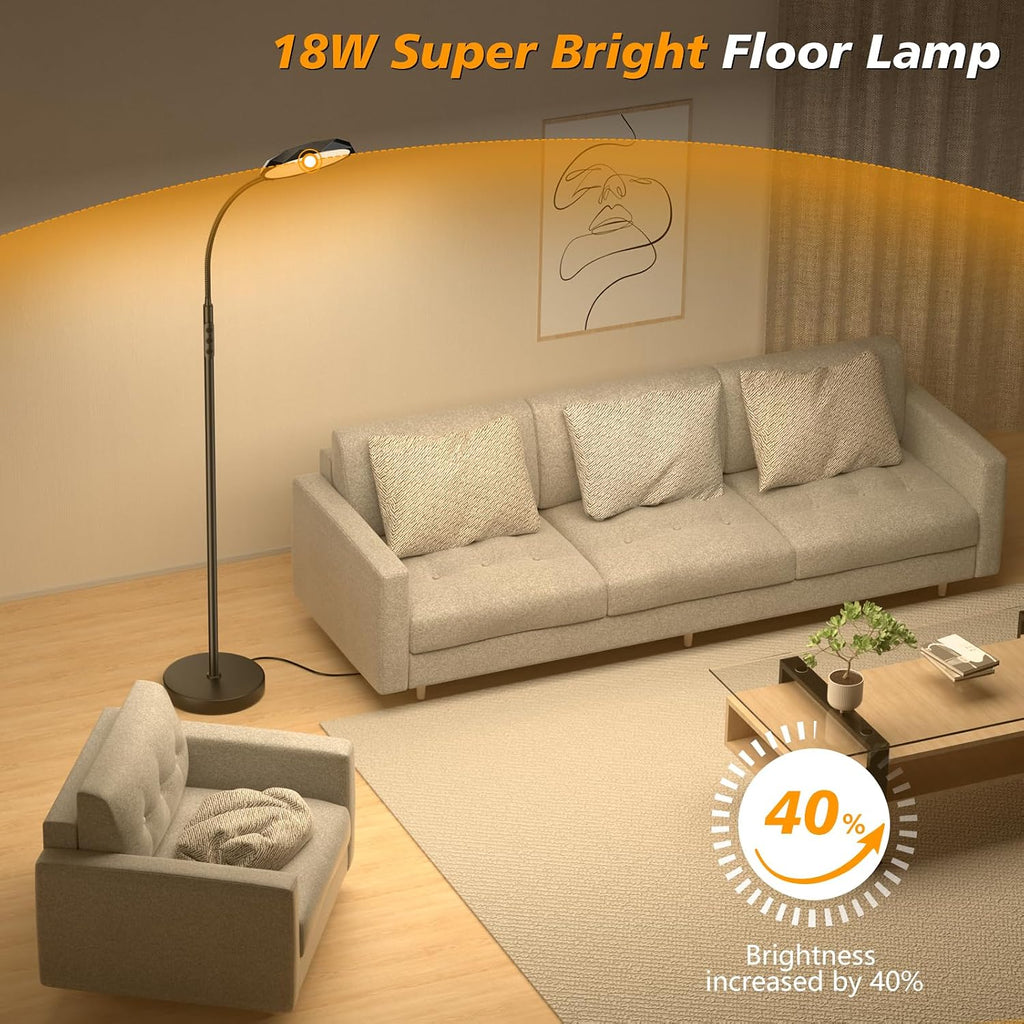 Pacovy Floor Lamp, 18W Bright LED Floor Lamps for Living Room with Diamond-Surface, Stepless Adjustable Colors & Dimmer Standing Lamp with…