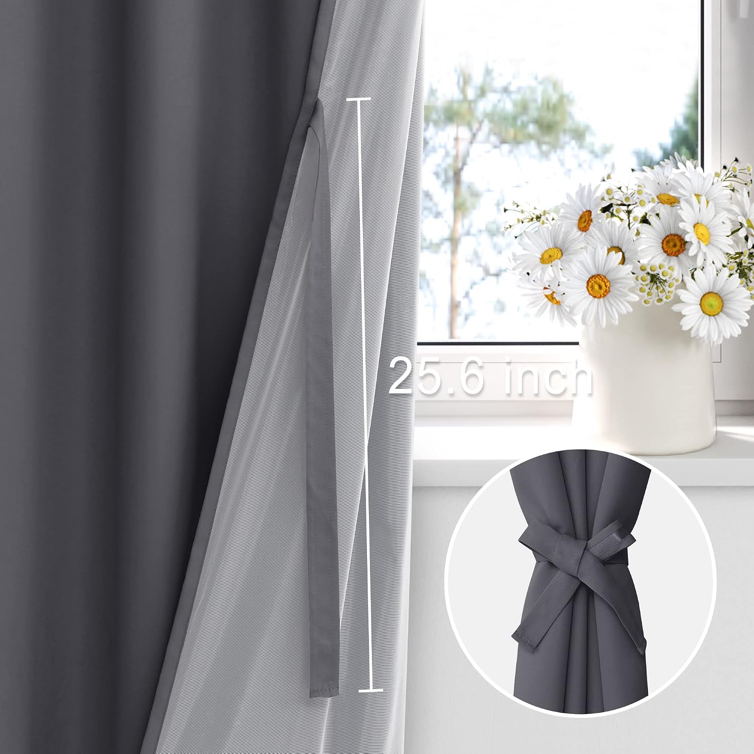 Xwzo Full Blackout Curtains 63 Inches Long with Tiebacks- Full Light Blocking & Energy Efficiency Extra Wide Window Draperies Grommet Top w…